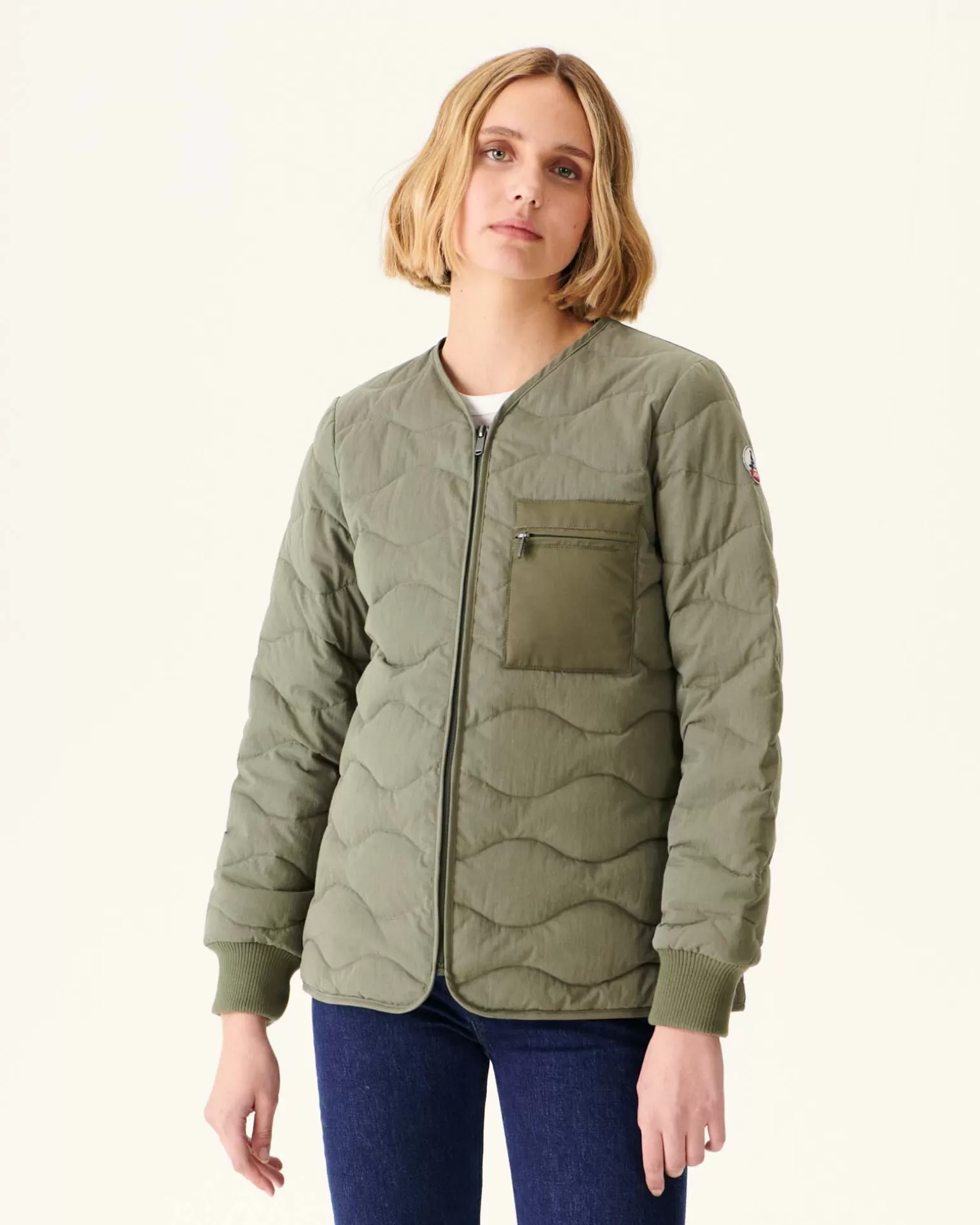 Women JOTT Army Alexia V-Neck Zipped Jacket