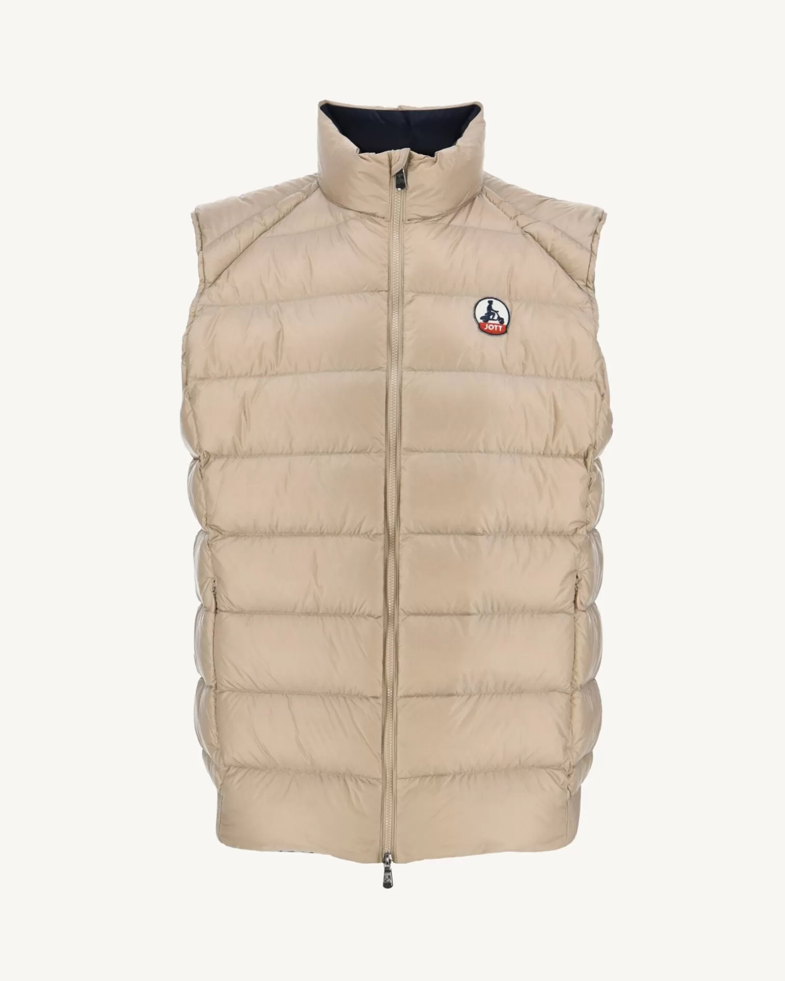 Men JOTT Beige Tim Great Cold Sleeveless Down Jacket