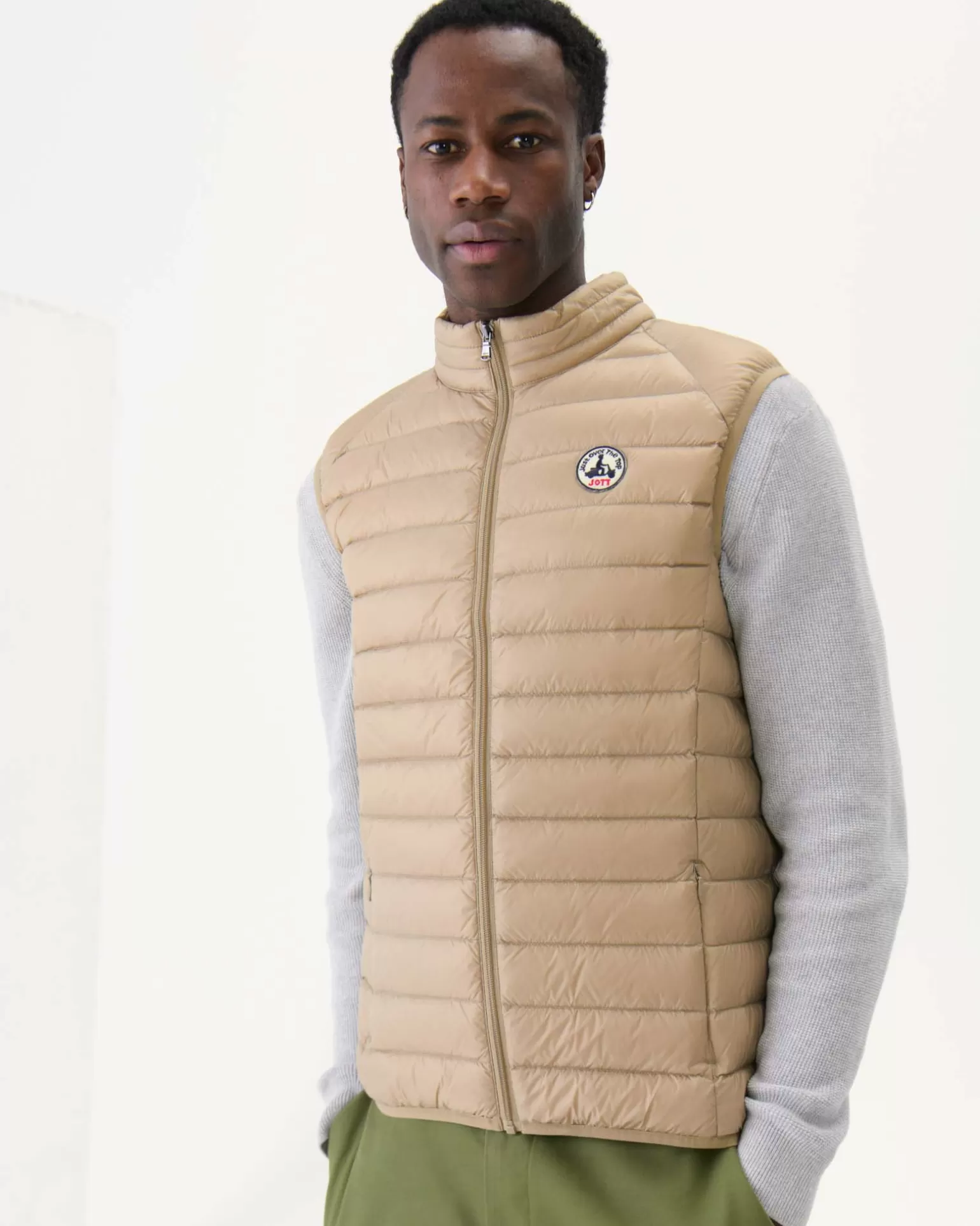 Men JOTT Beige Tom Sleeveless Padded Jacket