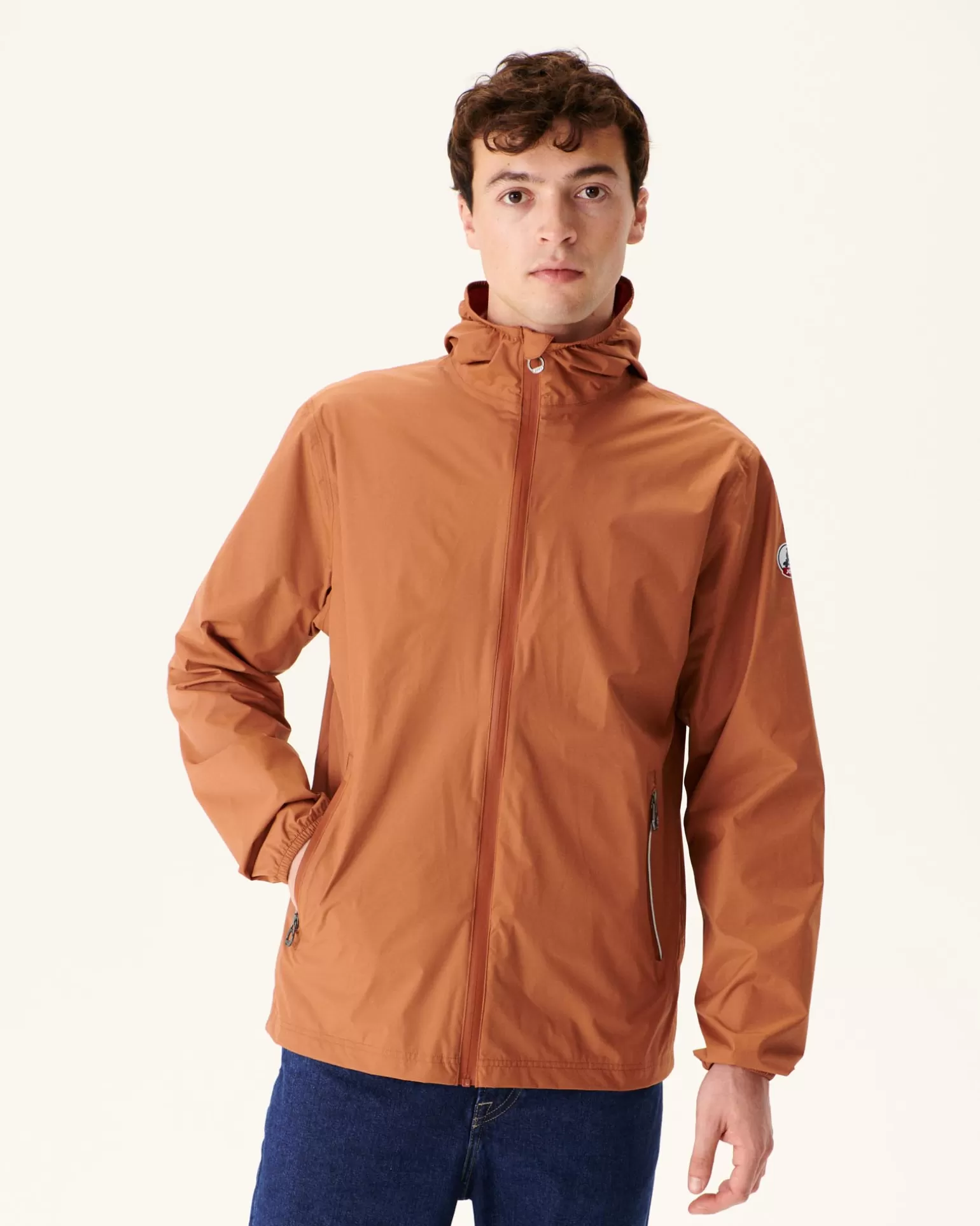 Men JOTT Camel Manila Packable Hooded Jacket