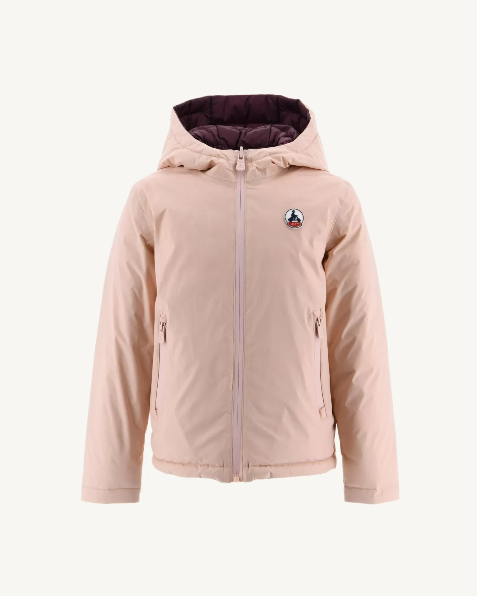 Kids JOTT Children'S Reversible Hooded Down Jacket Pale Pink/Aubergine Zurich