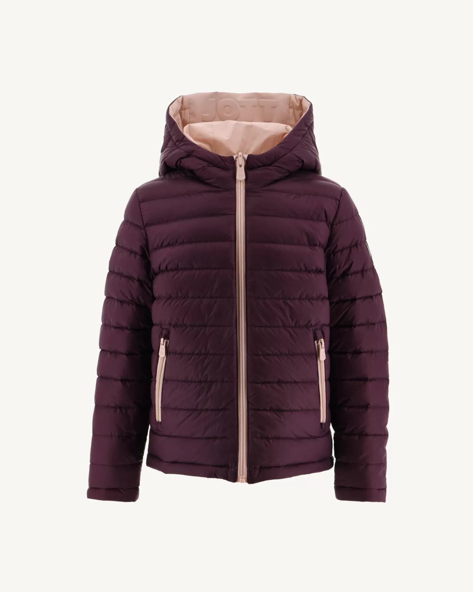 Kids JOTT Children'S Reversible Hooded Down Jacket Pale Pink/Aubergine Zurich