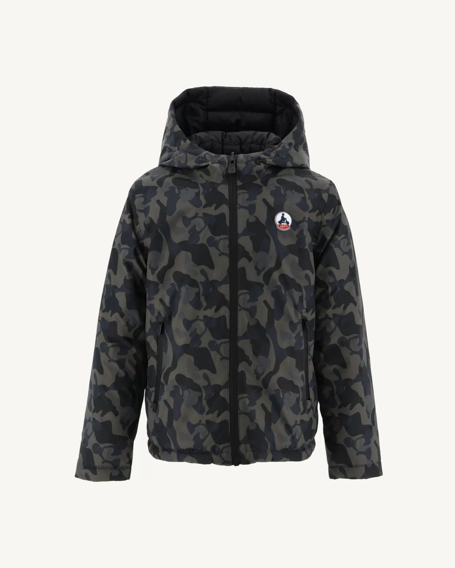 Kids JOTT Children'S Reversible Hooded Puffer Jacket Military Print/Black Zurich