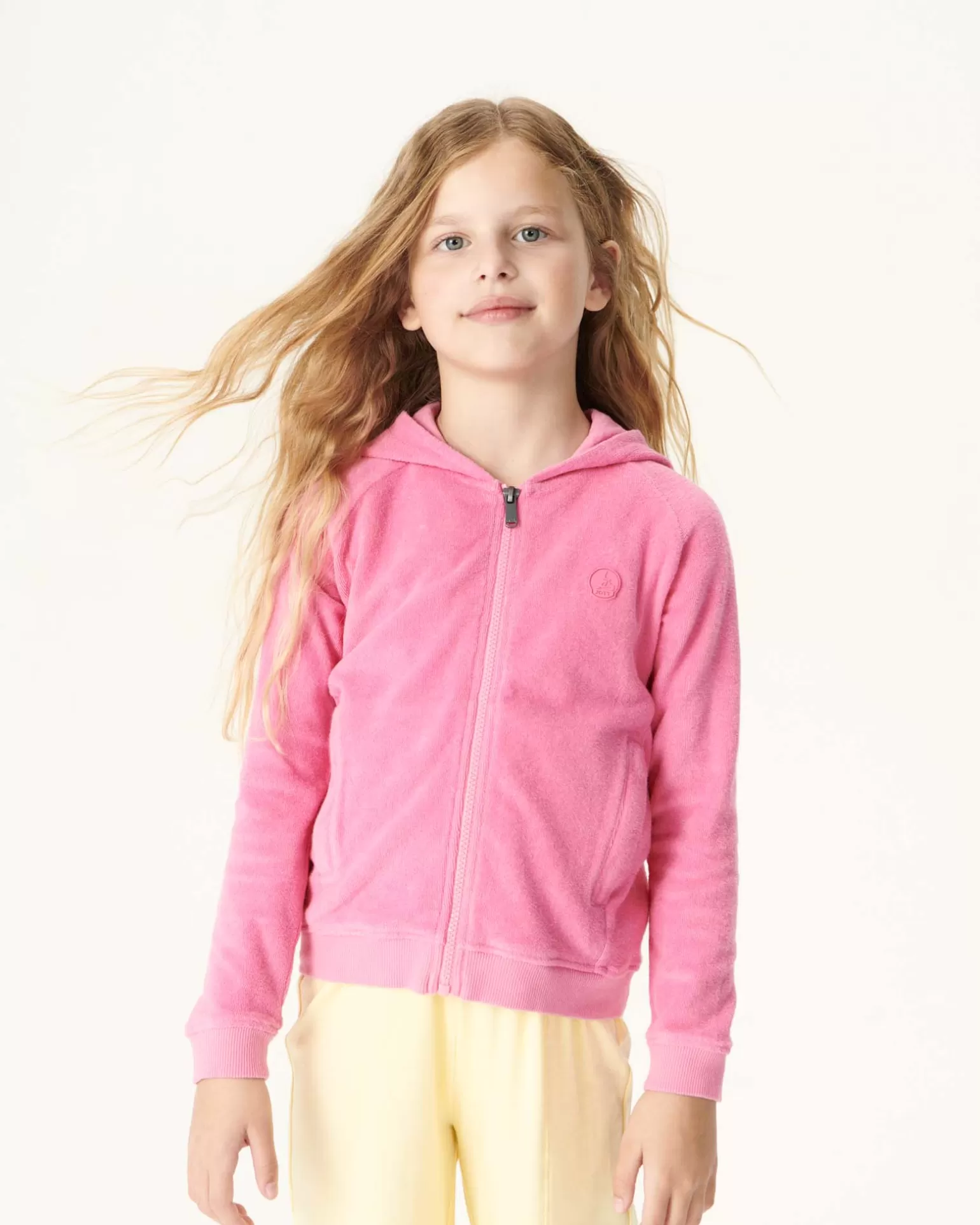 Kids JOTT Cotton Terry Zipped Jacket Intense Pink For Children Volta