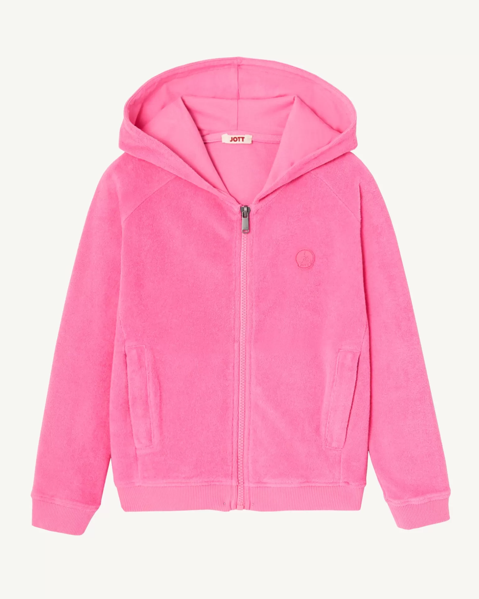 Kids JOTT Cotton Terry Zipped Jacket Intense Pink For Children Volta