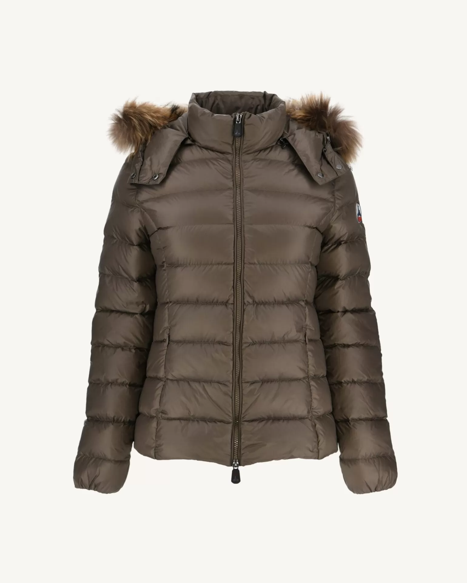 Women JOTT Extreme Cold Hooded Down Jacket Taupe Luxe