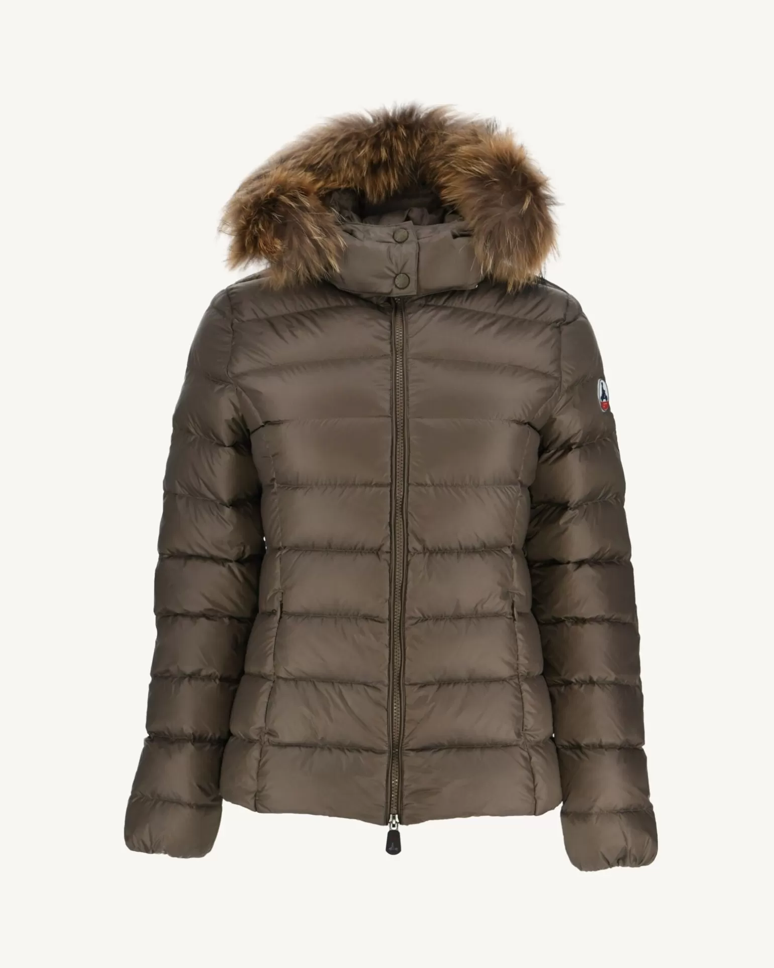 Women JOTT Extreme Cold Hooded Down Jacket Taupe Luxe