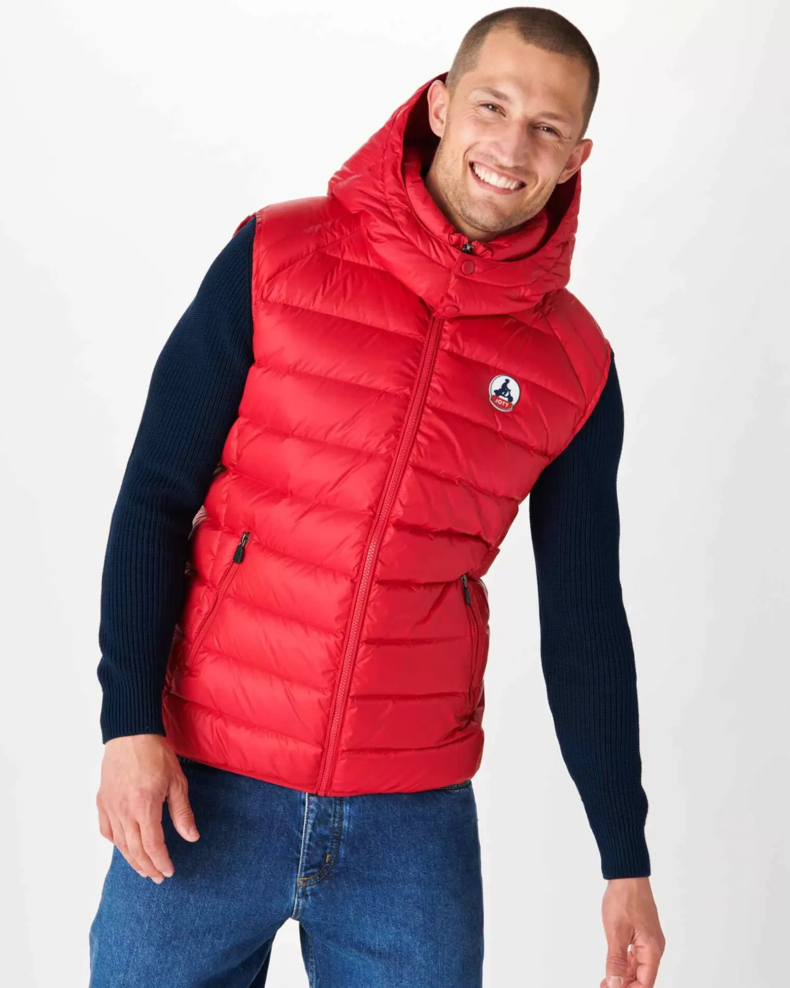 Men JOTT Grand Cold Sleeveless Down Jacket Red Silver