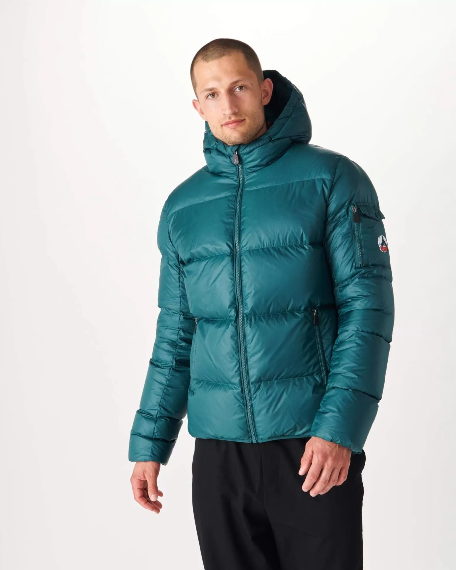 Men JOTT Great Cold Hooded Down Jacket Dark Green Java