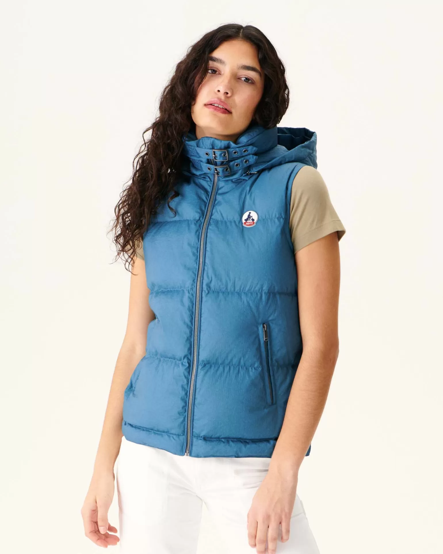 Women JOTT Great Cold Sleeveless Down Jacket Sevilla Blue Jeans