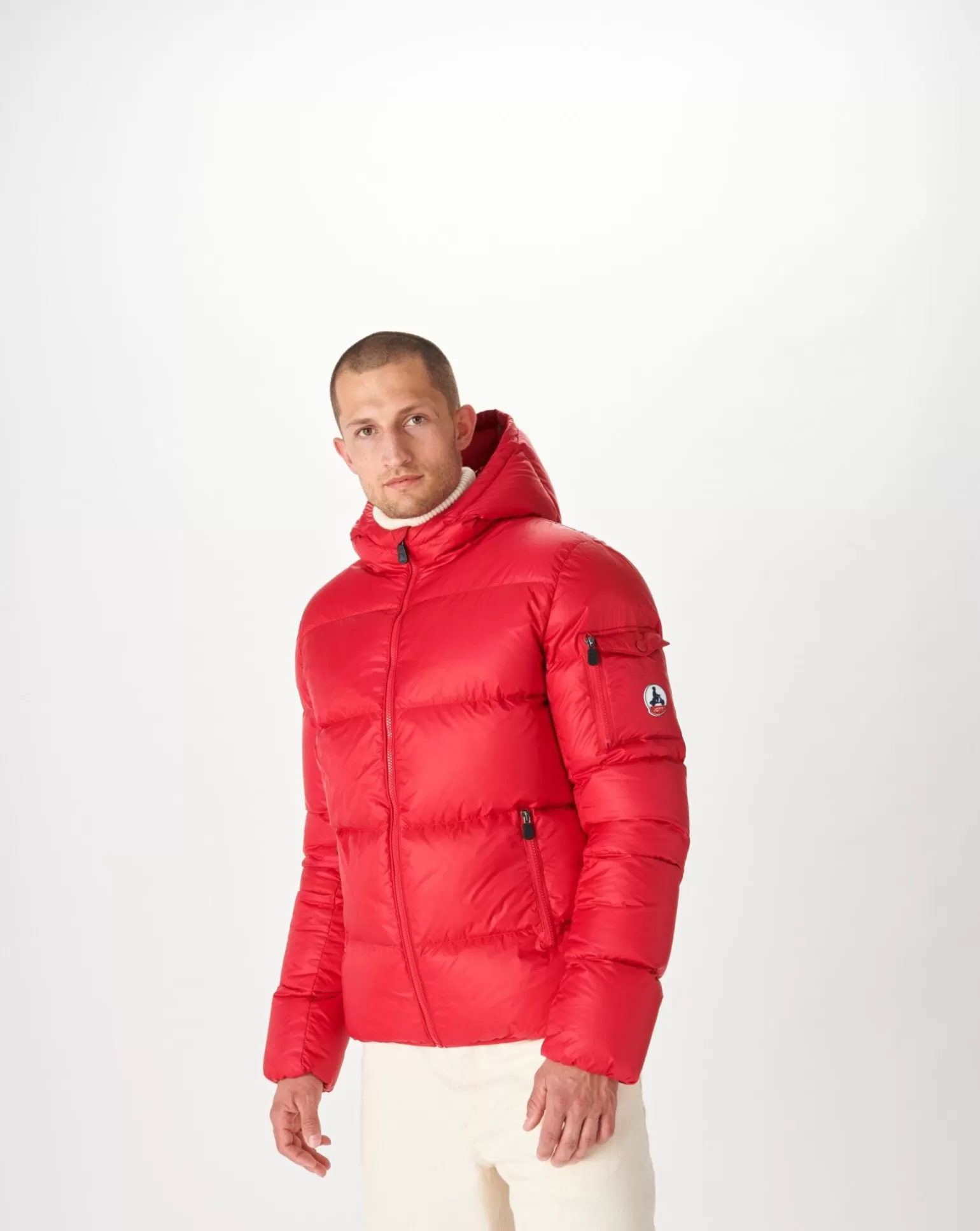 Men JOTT Java Red Great Cold Hooded Down Jacket