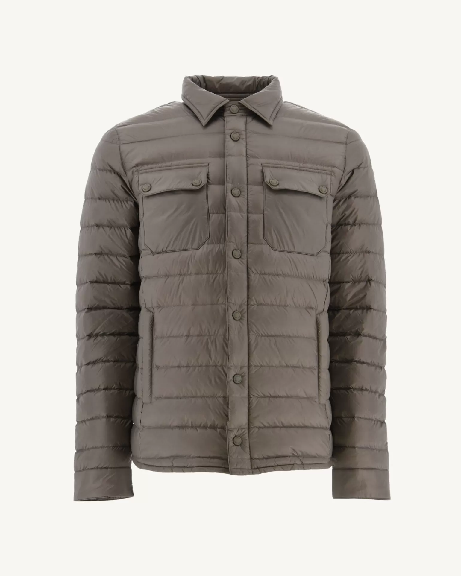 Men JOTT Light Down Jacket With Shirt Collar Taupe Cris