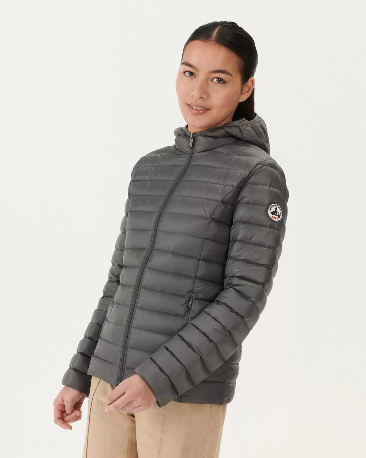 Women JOTT Light Hooded Down Jacket Anthracite Cloe