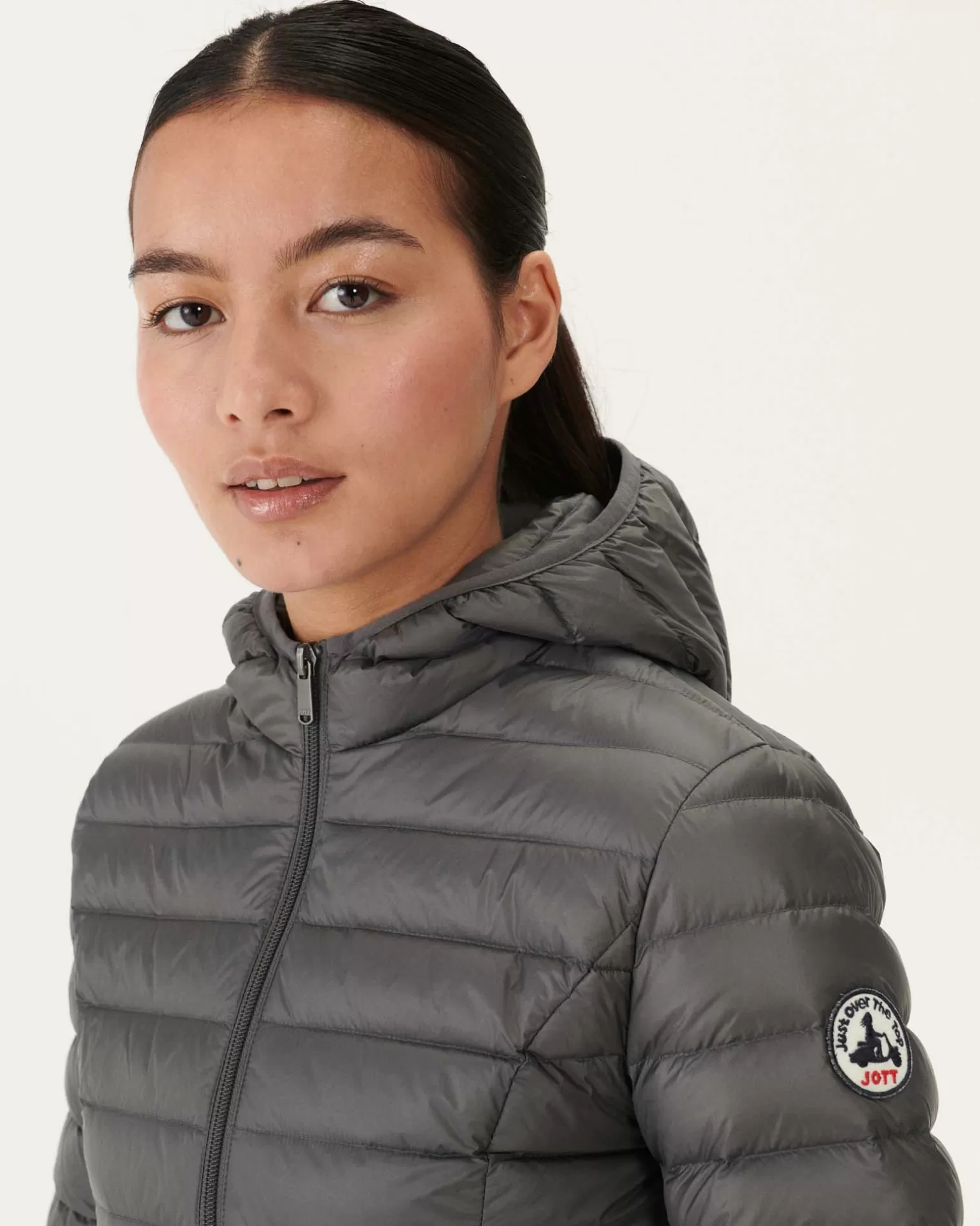 Women JOTT Light Hooded Down Jacket Anthracite Cloe