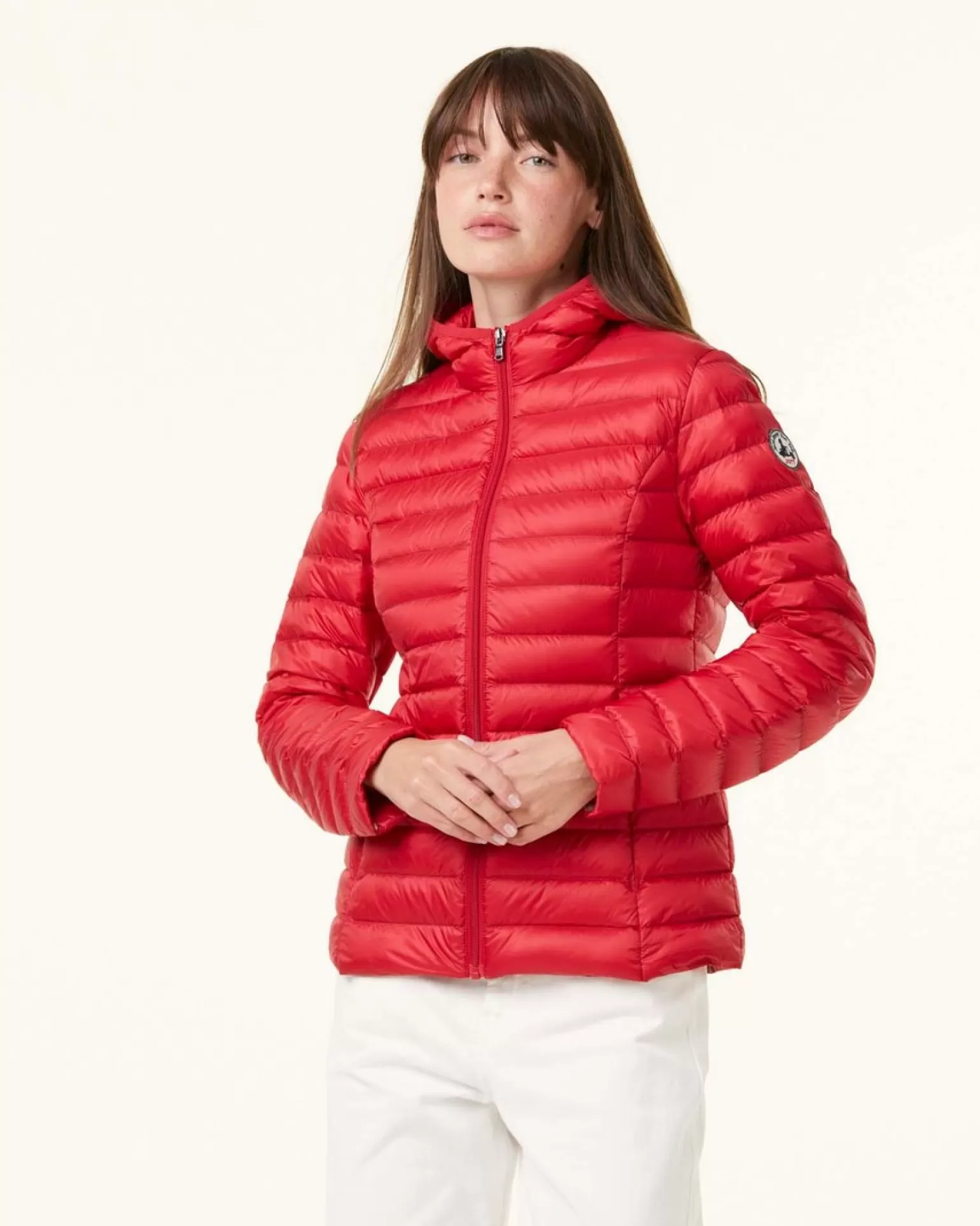 Women JOTT Light Hooded Puffer Jacket Red Cloe