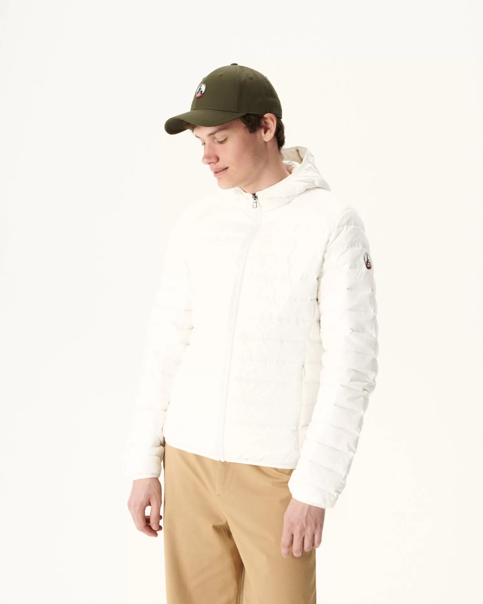 Men JOTT Light Hooded Puffer Jacket White Nico