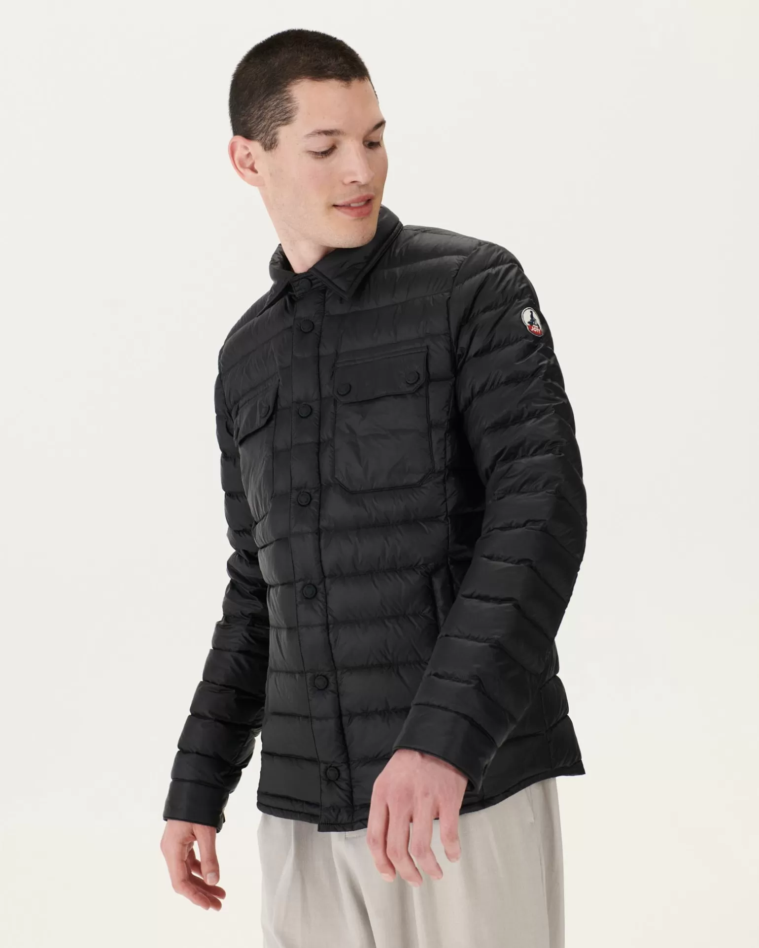 Men JOTT Light Padded Jacket With Shirt Collar Black Cris