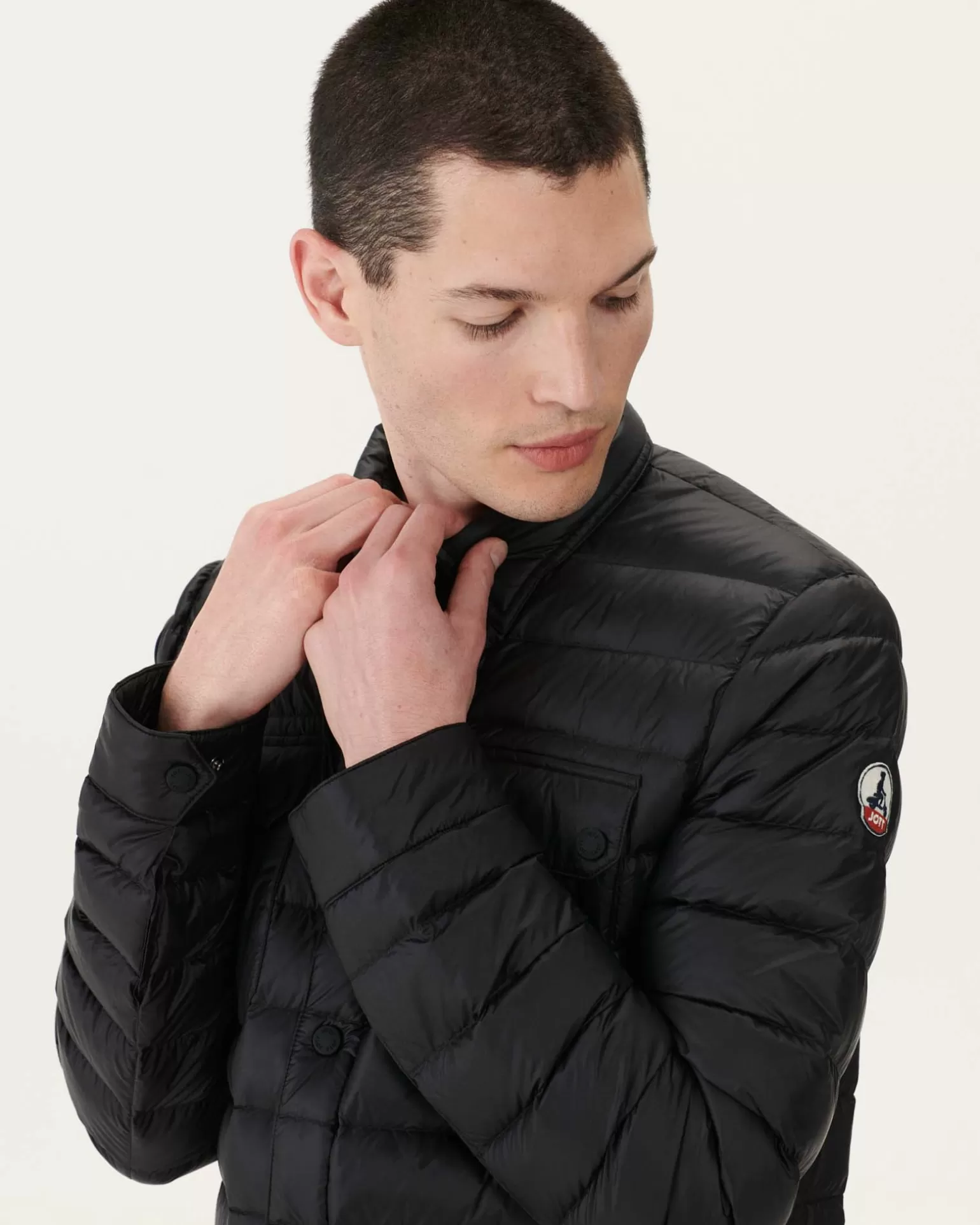 Men JOTT Light Padded Jacket With Shirt Collar Black Cris