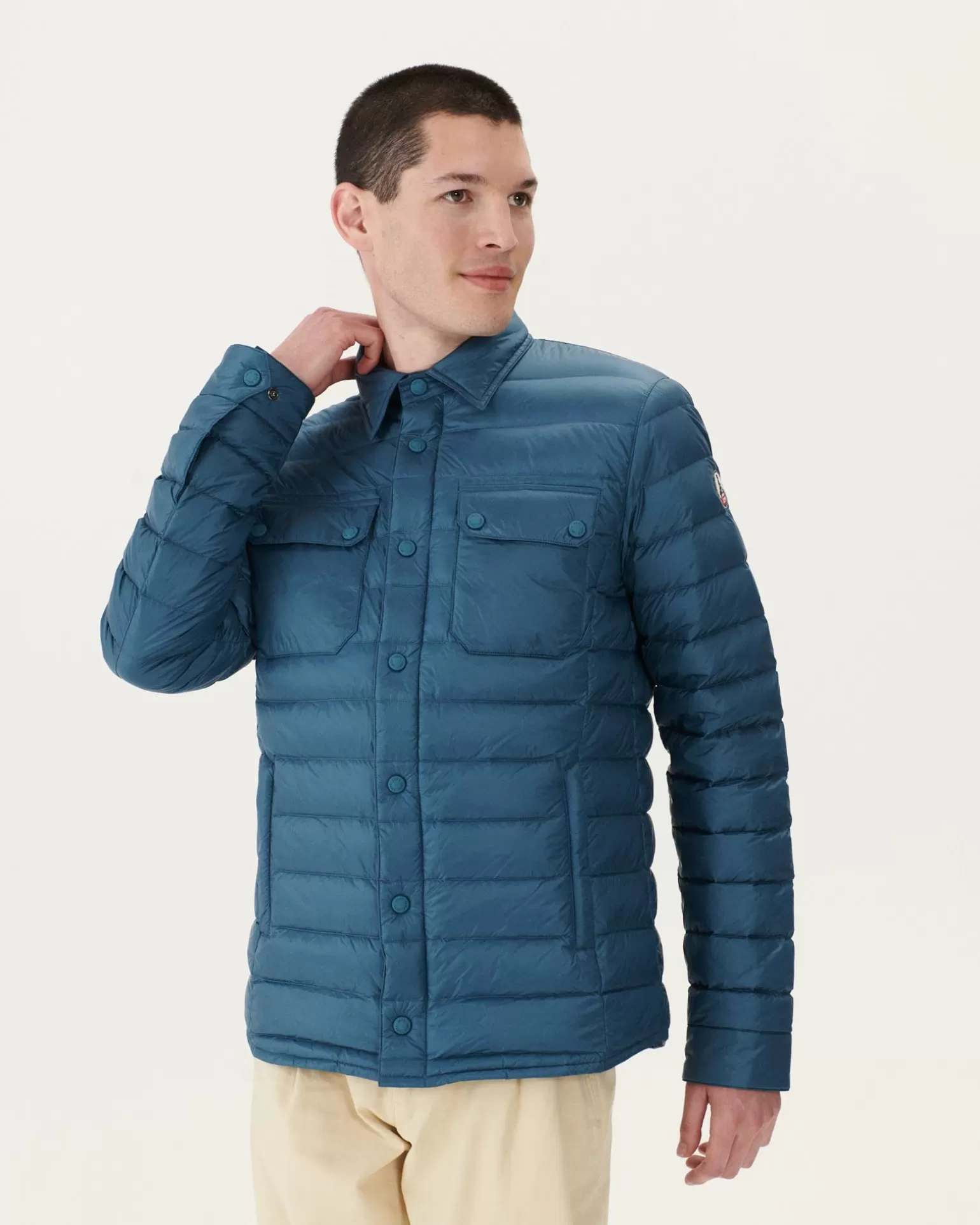 Men JOTT Light Padded Jacket With Shirt Collar Blue Jeans Cris