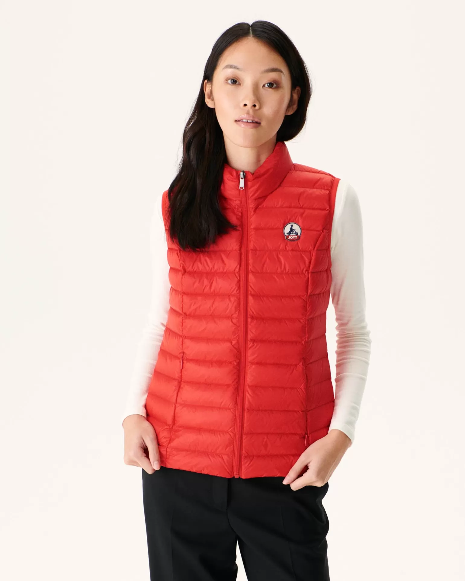 Women JOTT Light Sleeveless Down Jacket Bright Red Seda