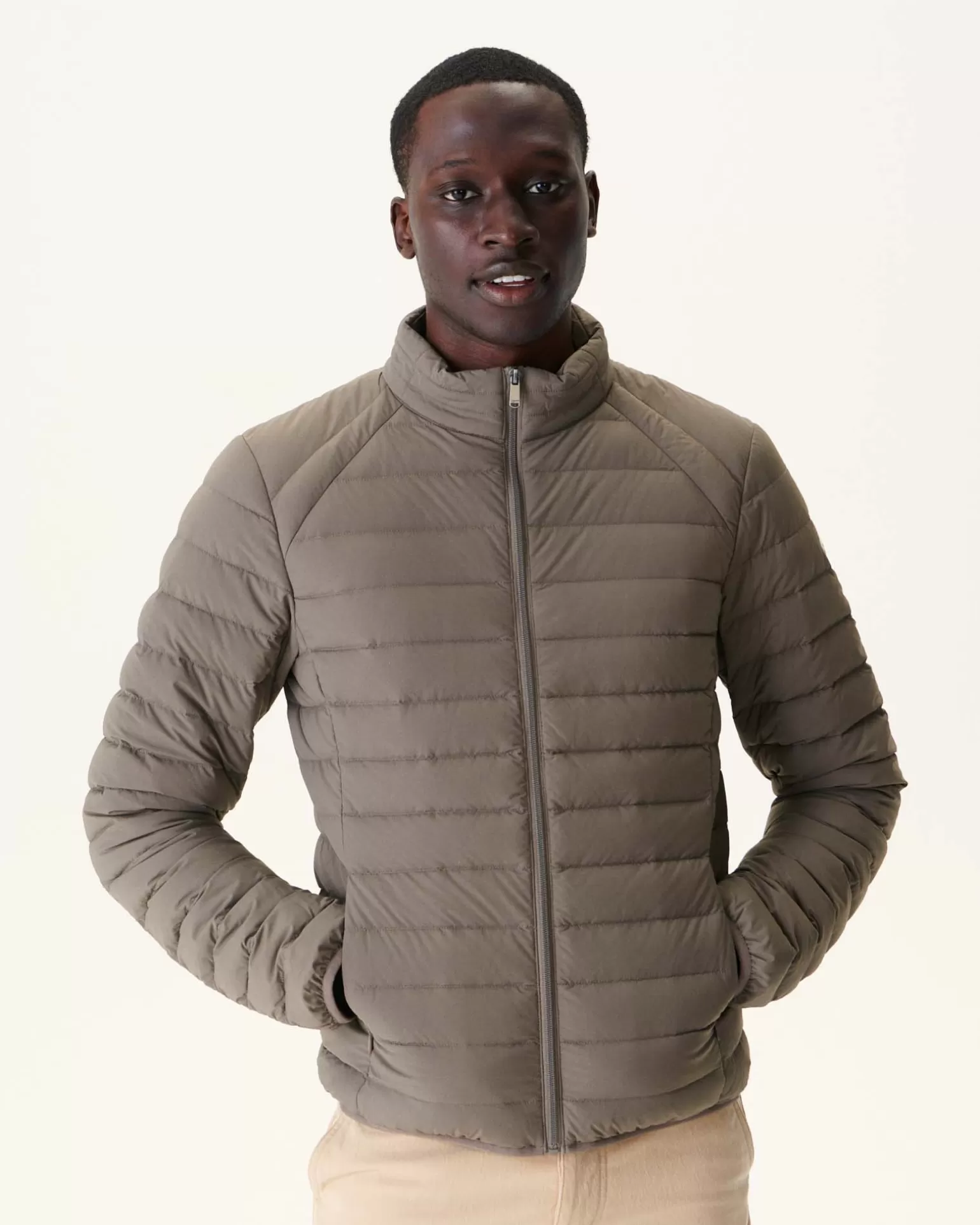 Men JOTT Light Stretch Down Jacket Taupe Aragon