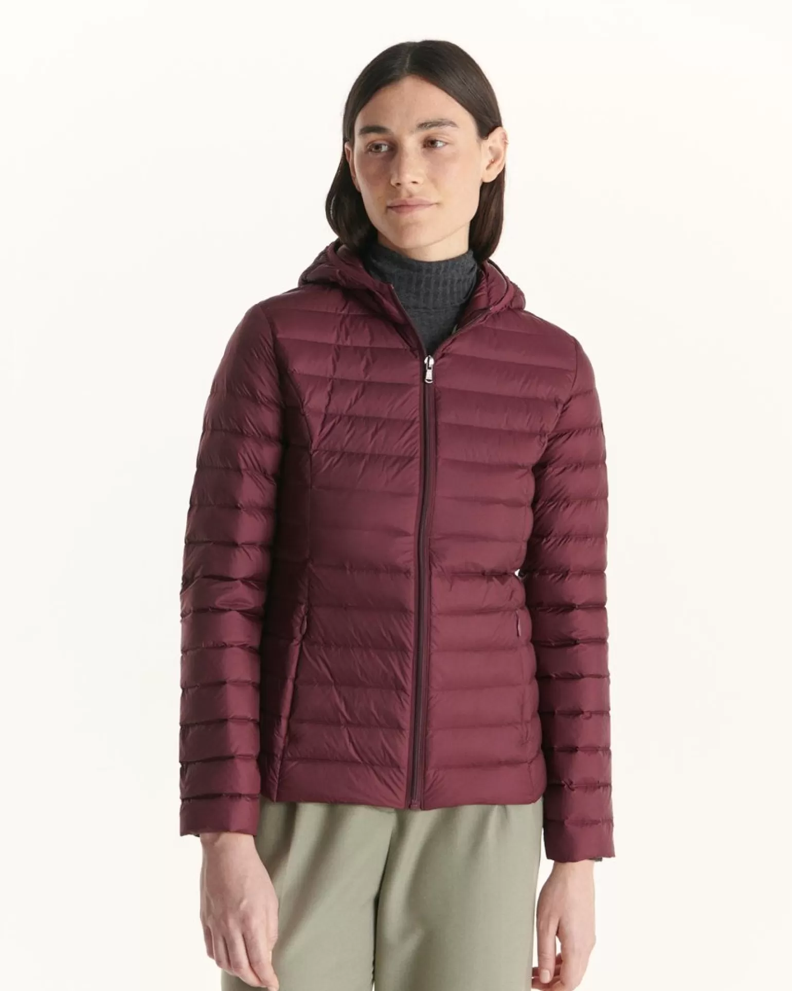 Women JOTT Lightweight Hooded Down Jacket Aubergine Cloe