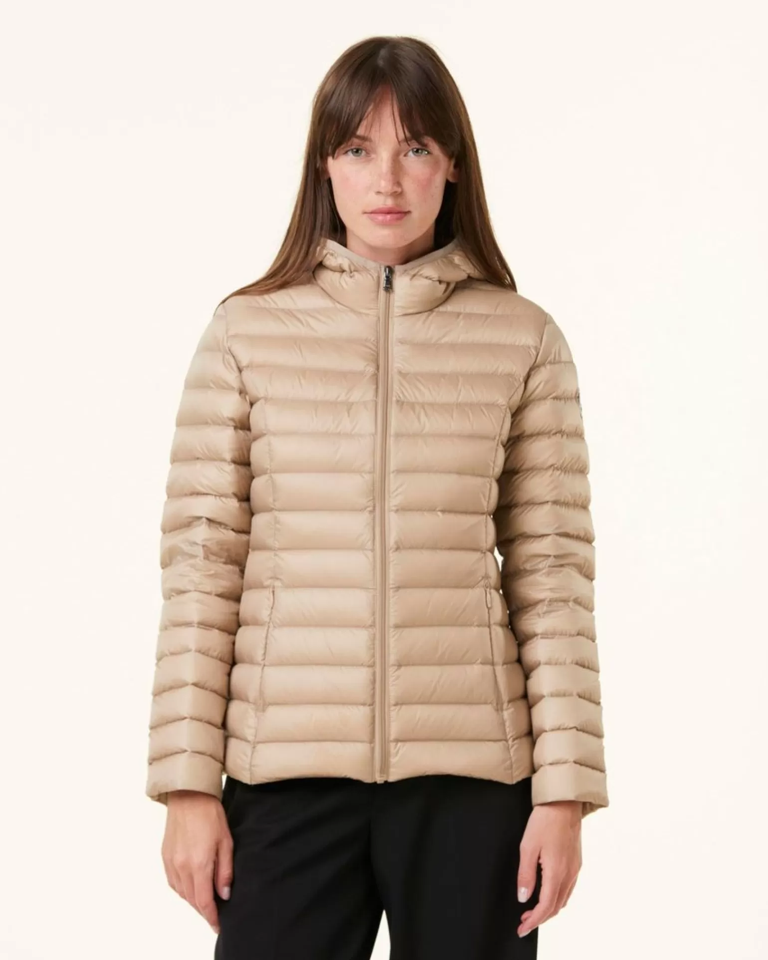 Women JOTT Lightweight Hooded Down Jacket Beige Cloe