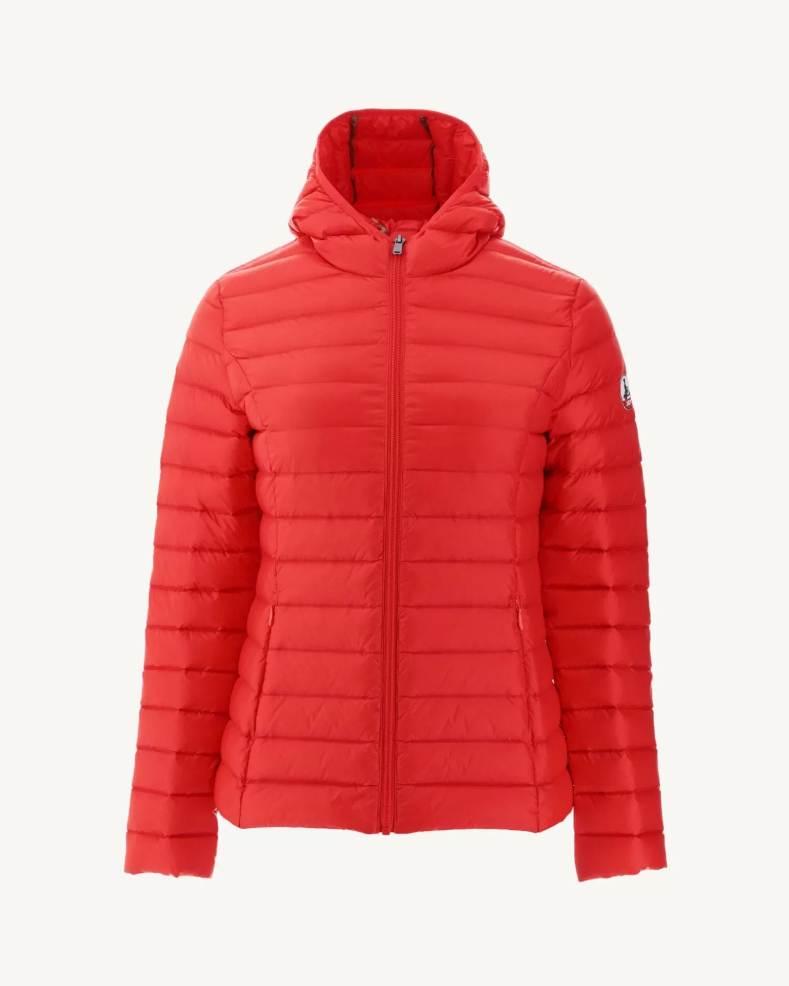 Women JOTT Lightweight Hooded Down Jacket Bright Red Cloe