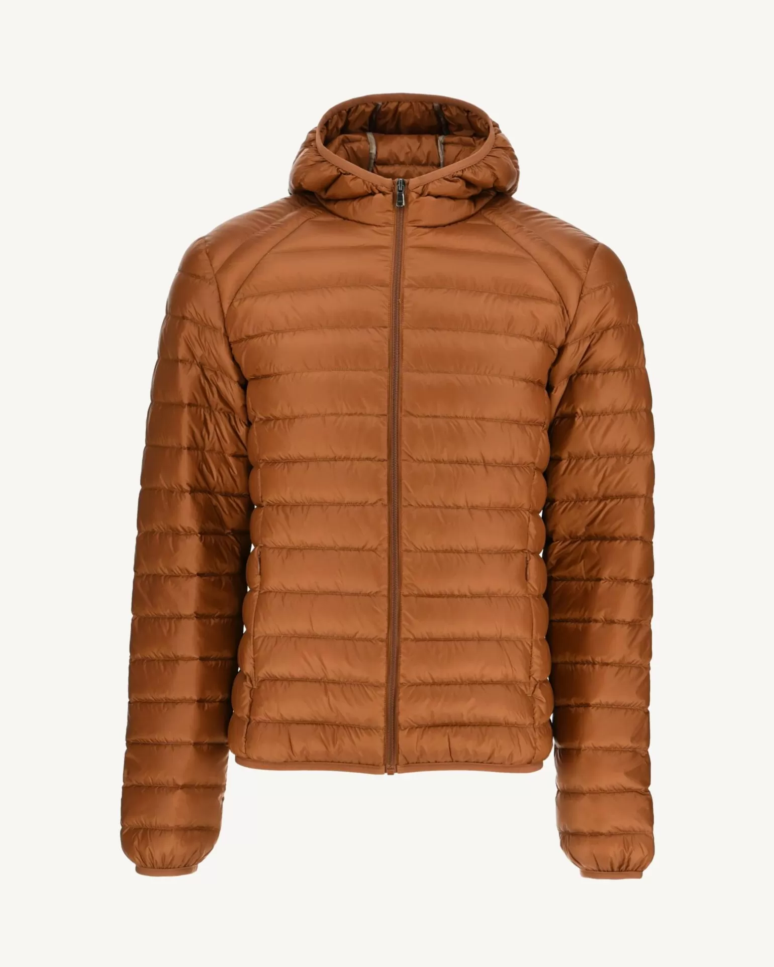 Men JOTT Lightweight Hooded Down Jacket Caramel Nico