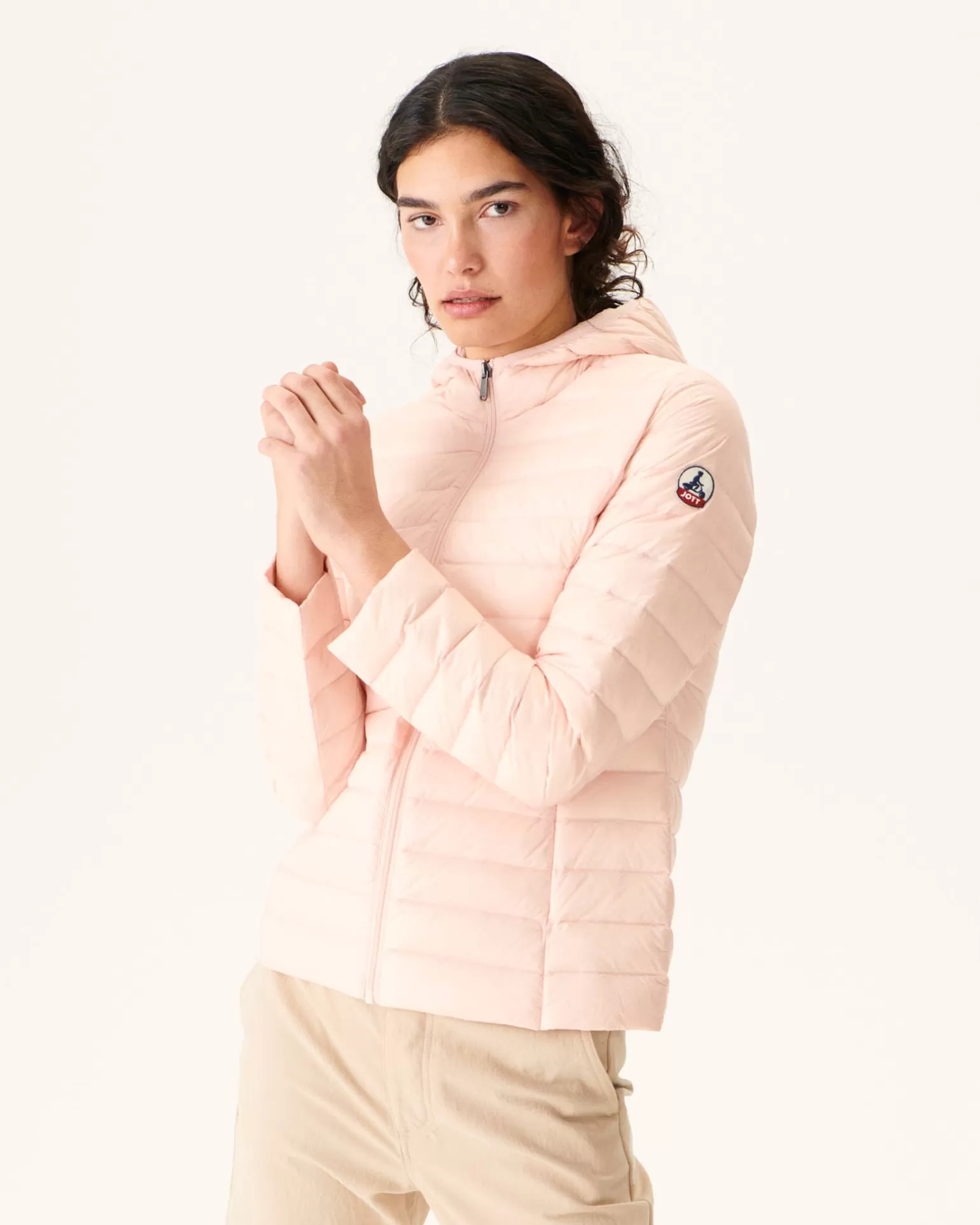 Women JOTT Lightweight Hooded Down Jacket Light Pink Cloe