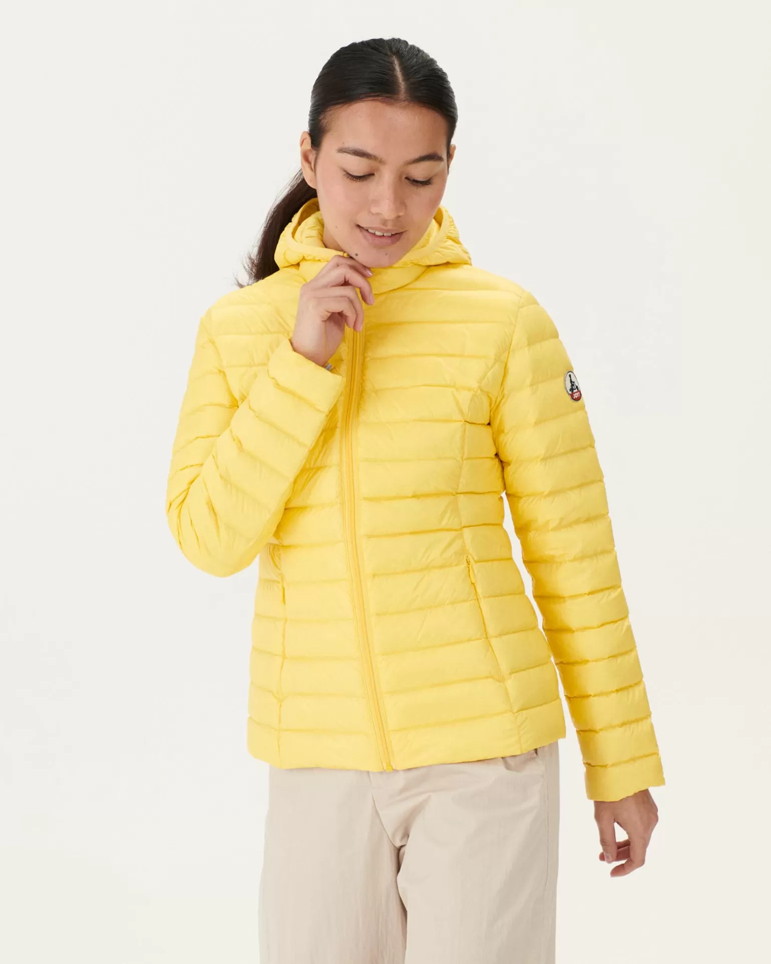 Women JOTT Lightweight Hooded Down Jacket Light Yellow Cloe