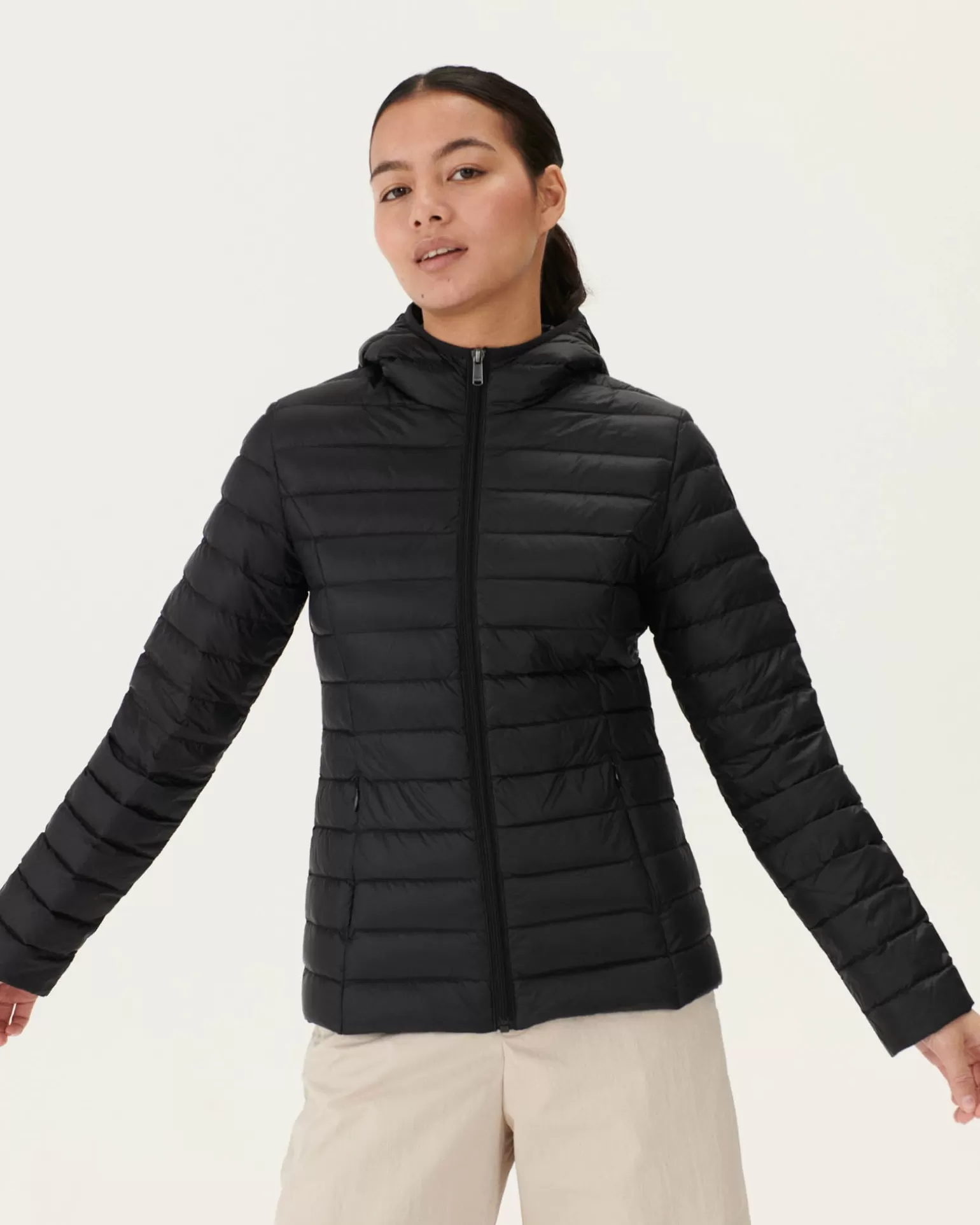 Women JOTT Lightweight Hooded Puffer Jacket Noir Cloe