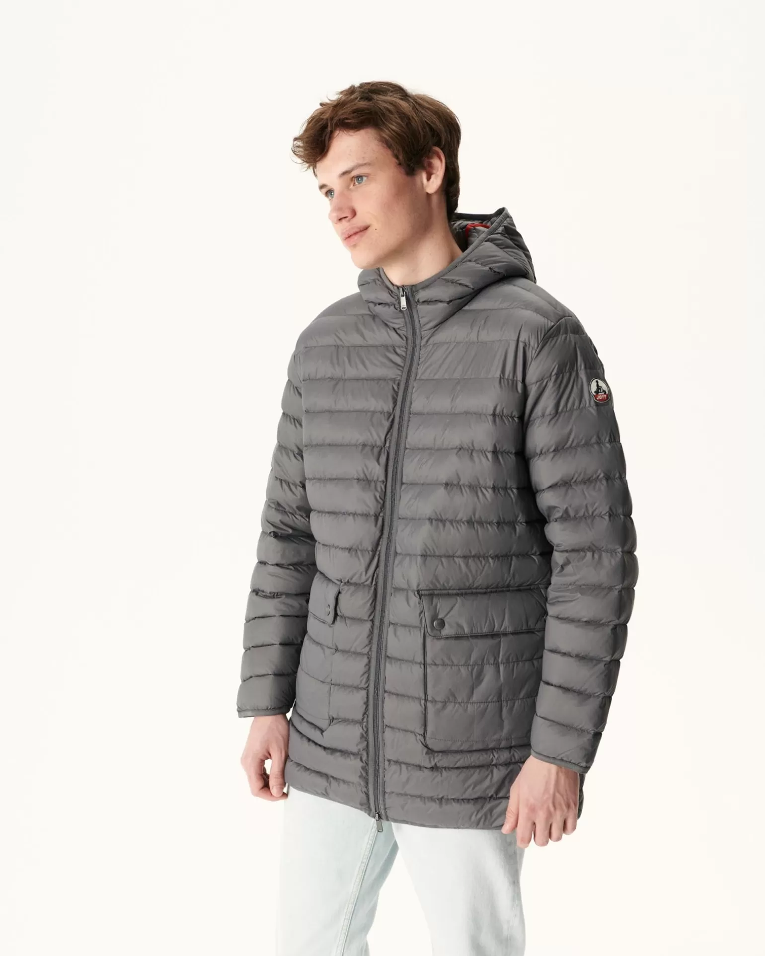 Men JOTT Long Anthracite Down Jacket Luc