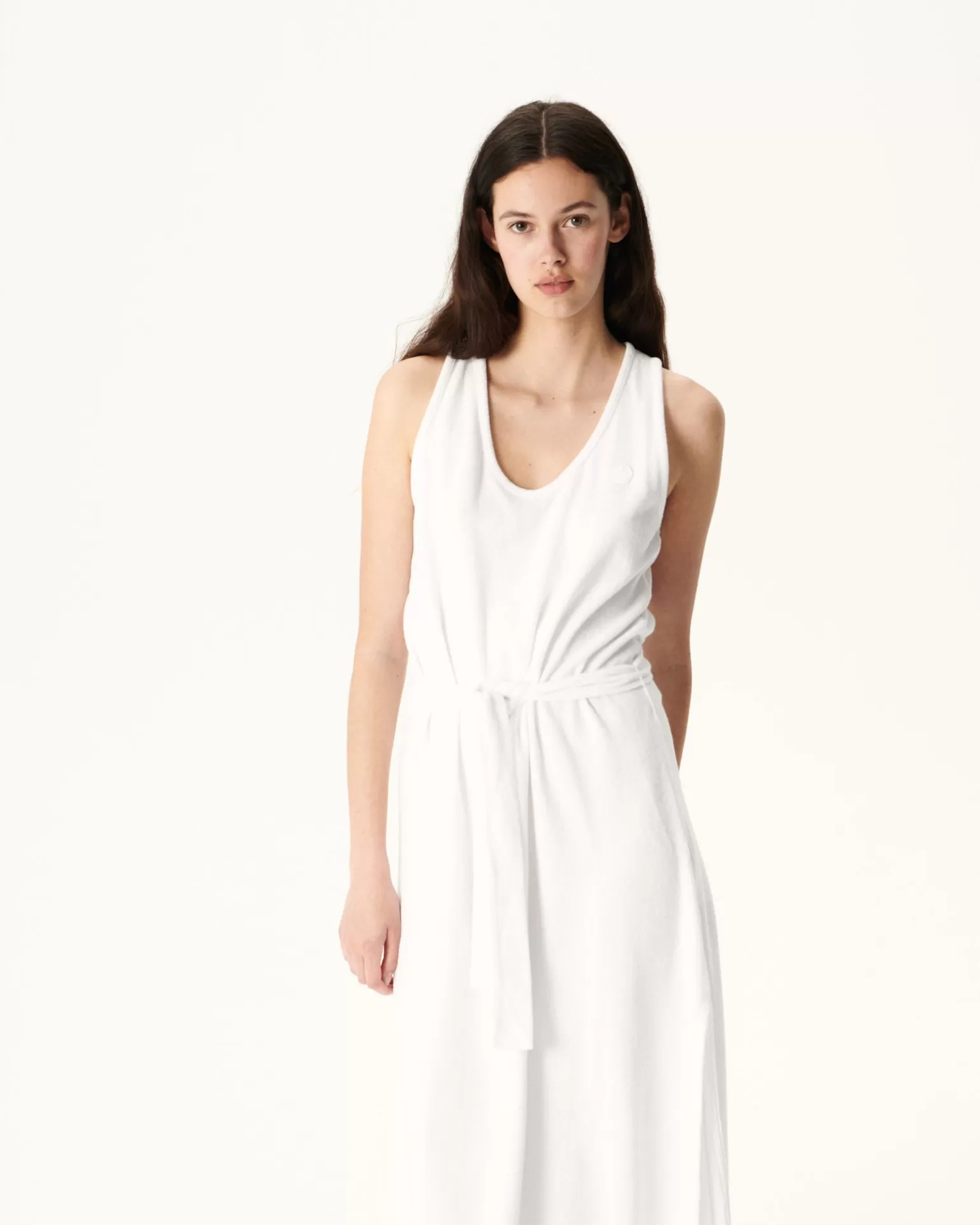 Women JOTT Long Belted Terrycloth Dress Ibiza White