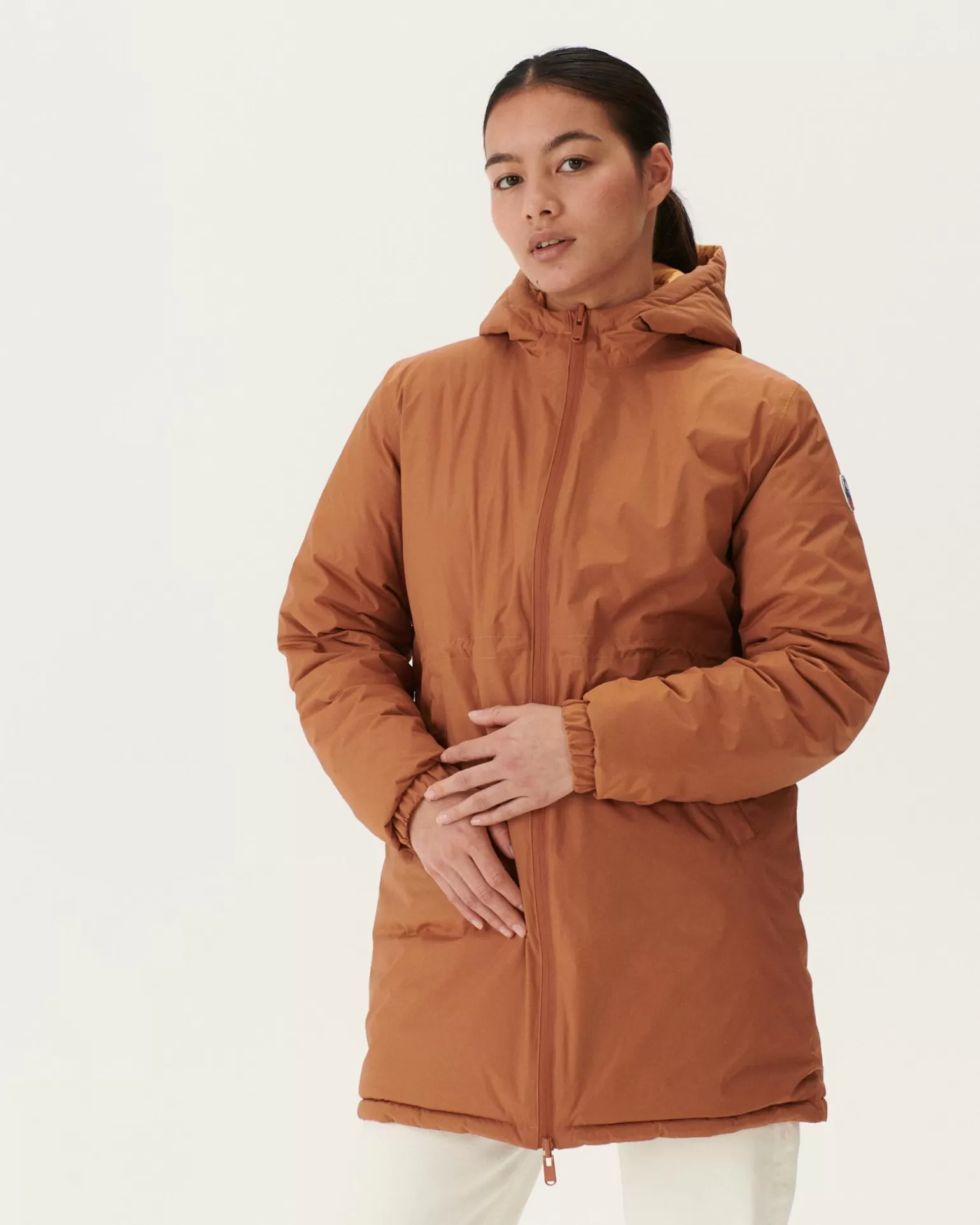 Women JOTT Long Reversible Down Jacket Camel/Light Camel Roma