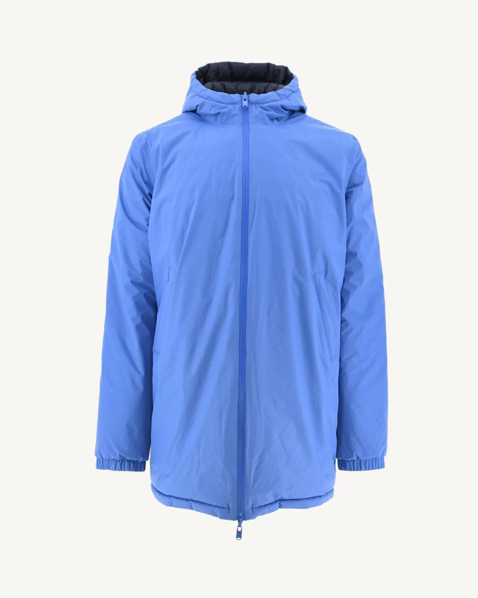 Men JOTT Long Reversible Hooded Down Jacket Azur/Marine Amsterdam