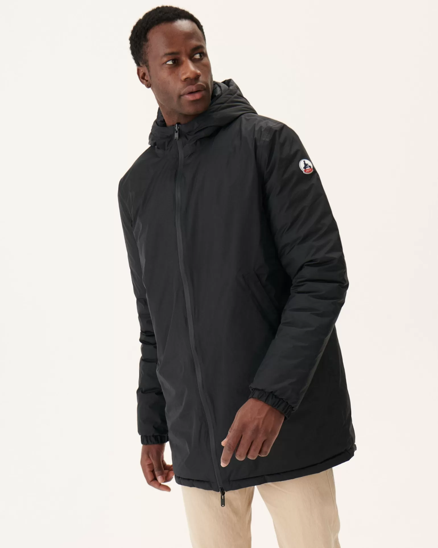 Men JOTT Long Reversible Hooded Puffer Jacket Black Amsterdam