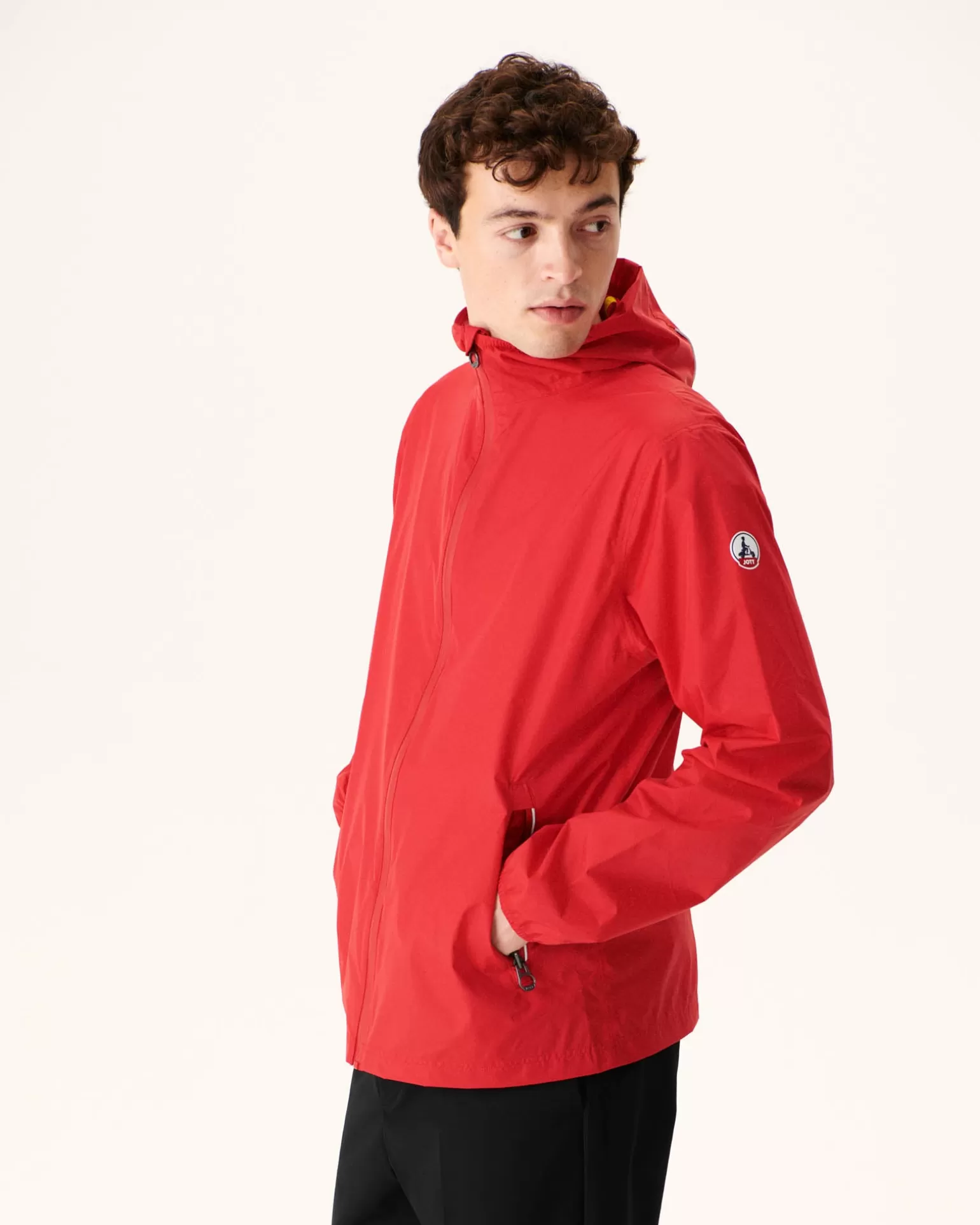 Men JOTT Manila Bright Red Packable Hooded Jacket