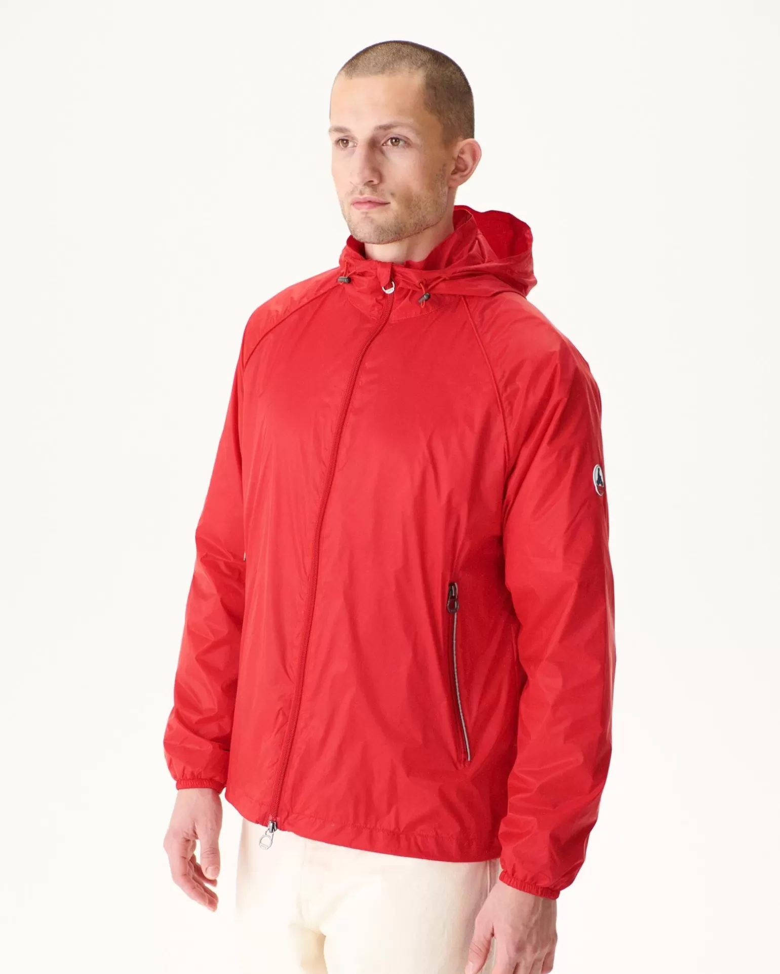 Men JOTT Mistral Bright Red Hooded Windbreaker