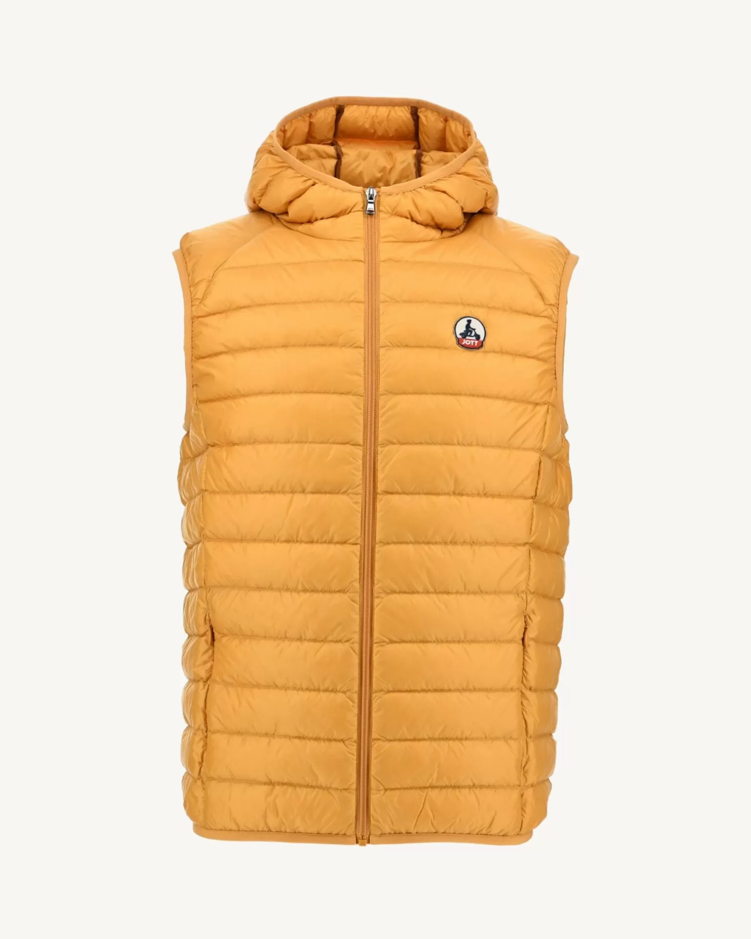 Men JOTT Mustard Pat Sleeveless Hooded Down Jacket