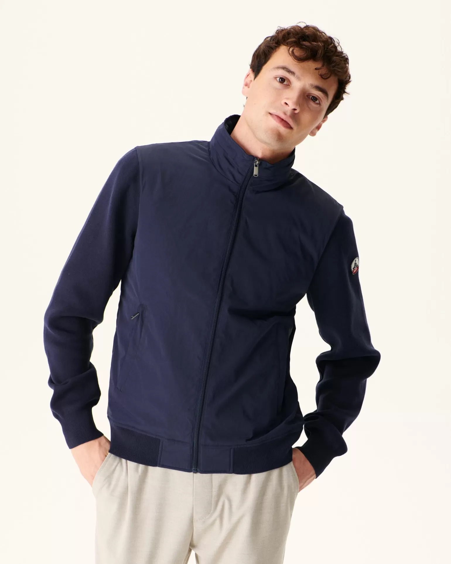 Men JOTT Navy Bardenas Bi-Material Hooded Jacket