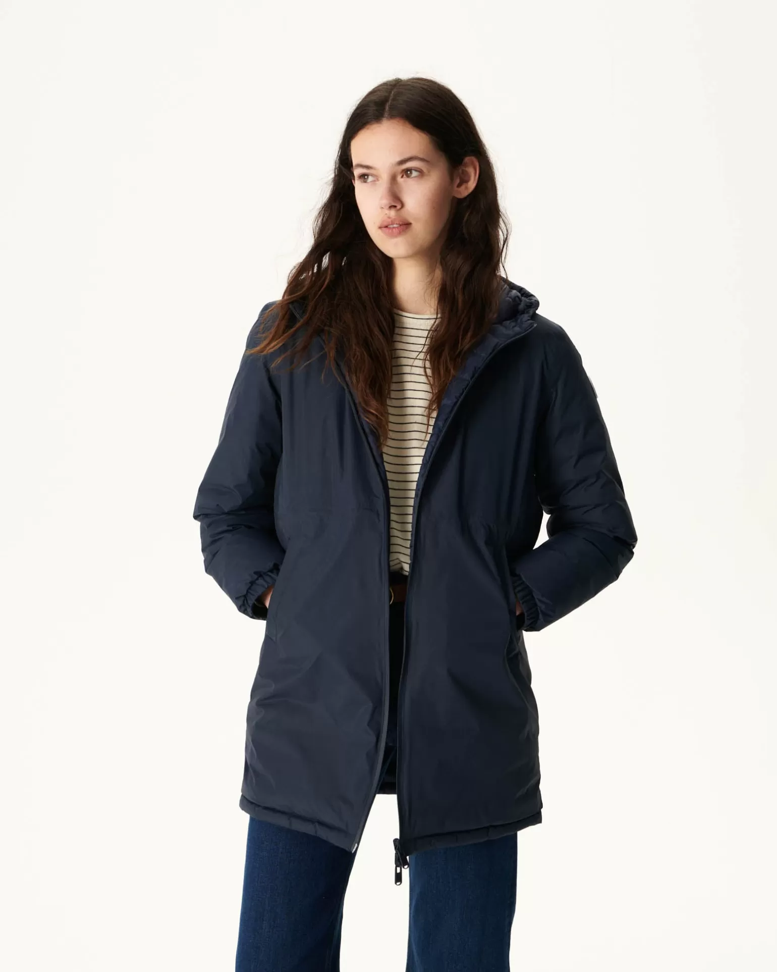 Women JOTT Navy Roma Reversible Long Down Jacket