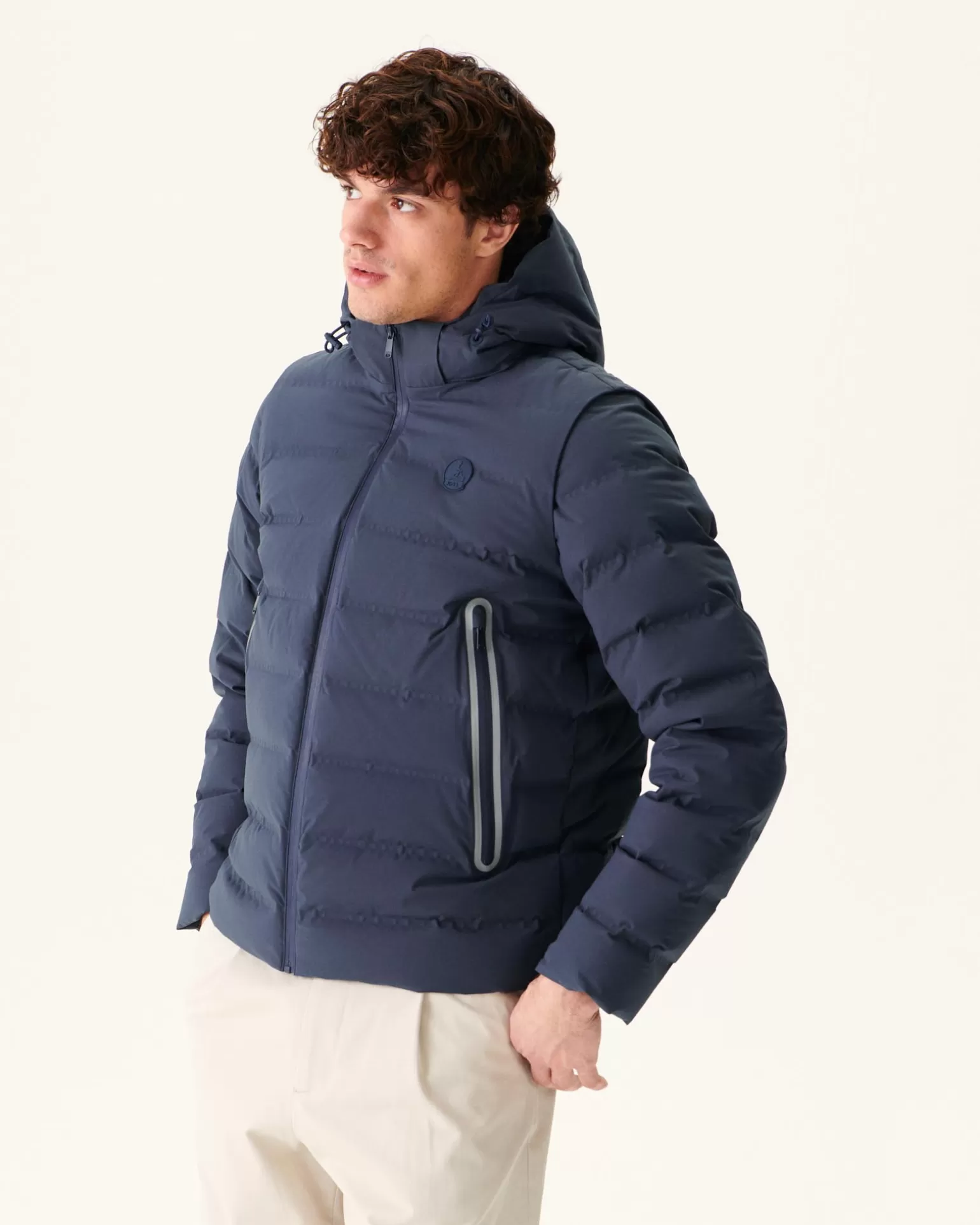 Men JOTT Navy Ulaan 4-In-1 Hooded Puffer Jacket