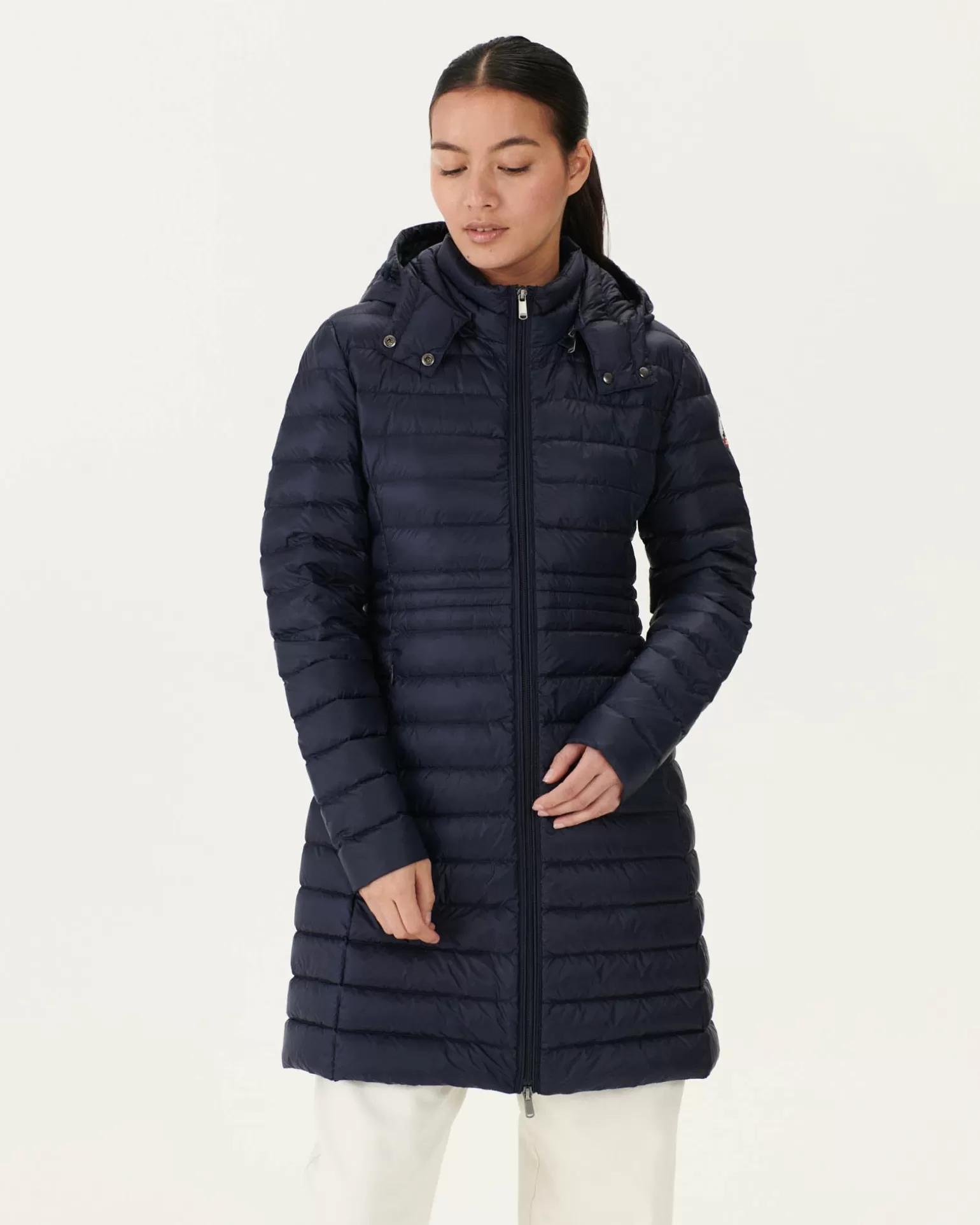 Women JOTT Navy Vero Long Hooded Puffer Jacket