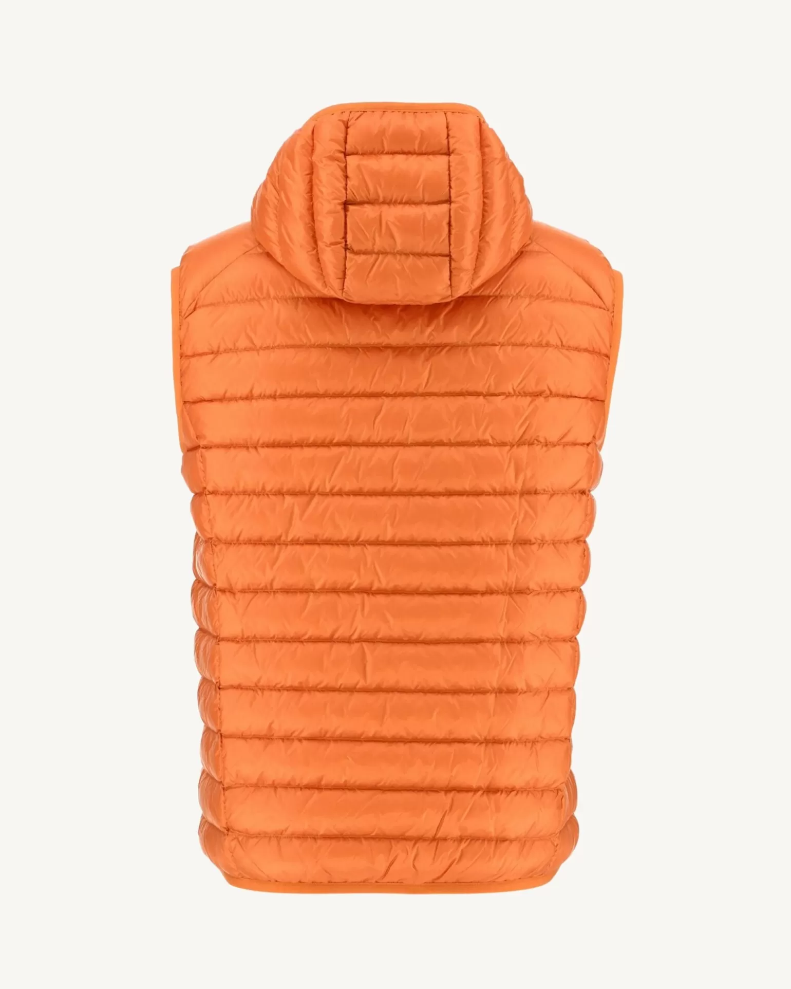 Men JOTT Orange Pat Hooded Sleeveless Down Jacket