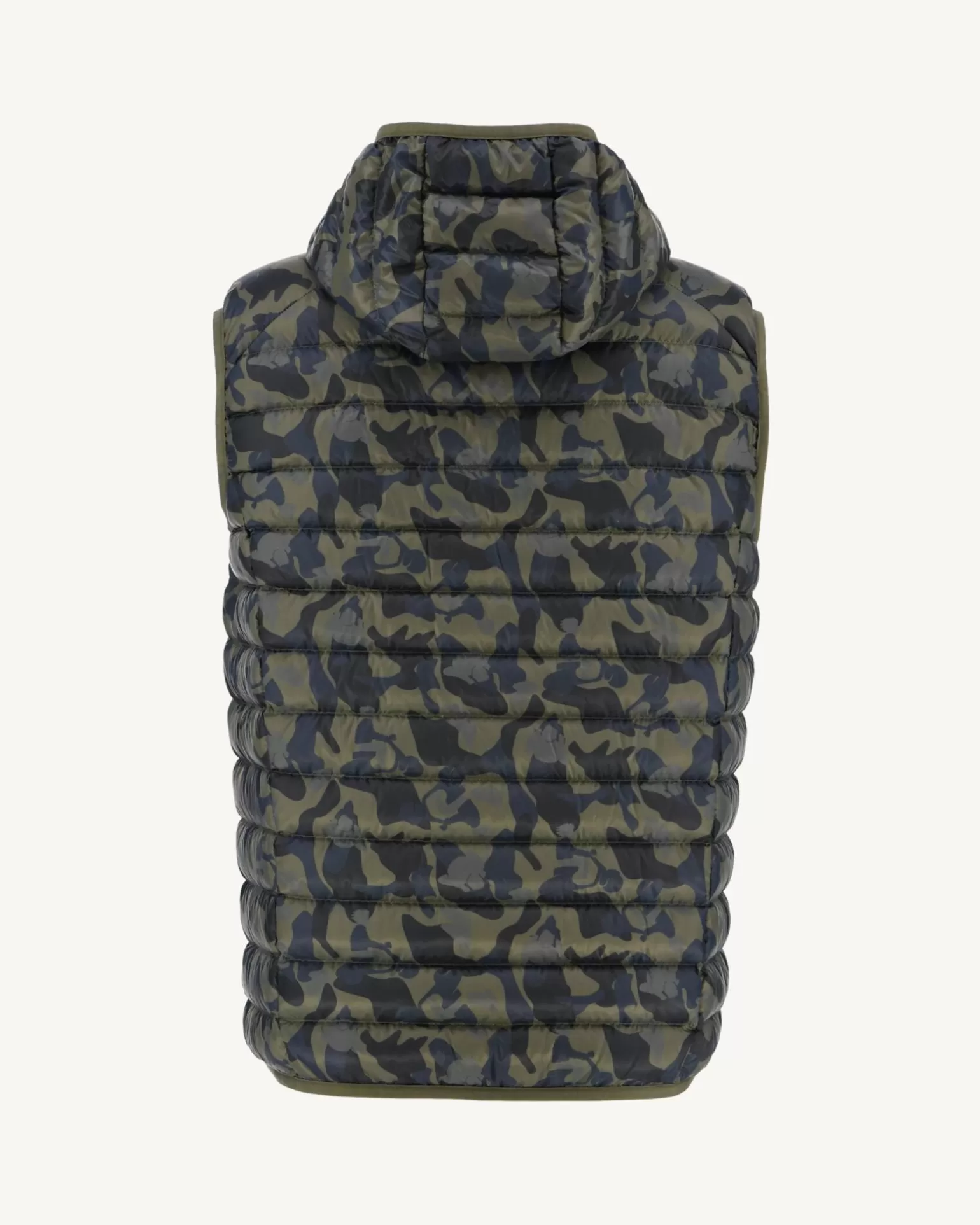 Men JOTT Pat Military Print Hooded Sleeveless Down Jacket