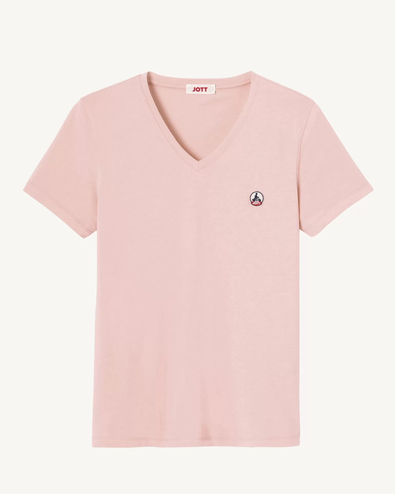 Women JOTT Plain Organic Cotton V-Neck T-Shirt Light Pink Cancun