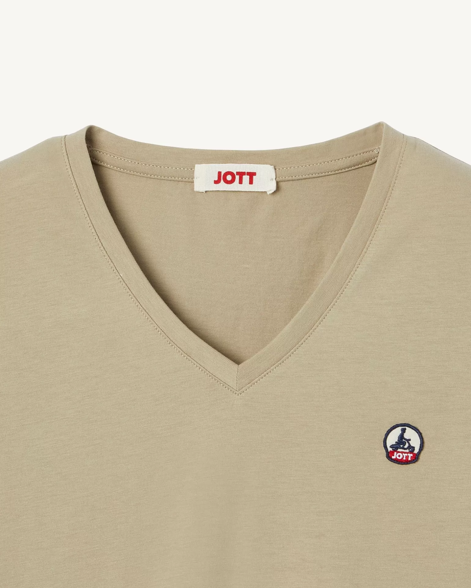 Women JOTT Plain V-Neck Organic Cotton T-Shirt Beige Cancun