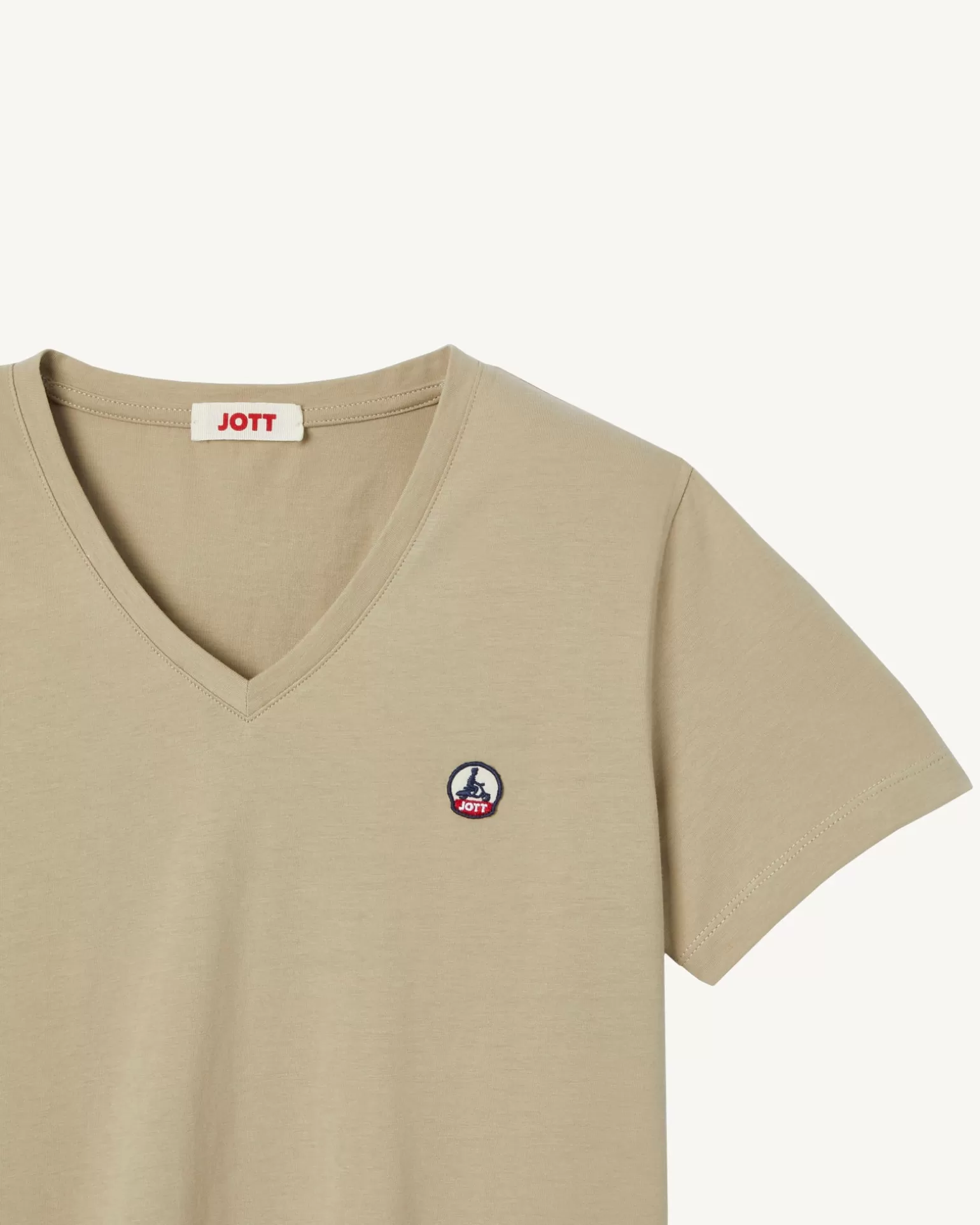 Women JOTT Plain V-Neck Organic Cotton T-Shirt Beige Cancun