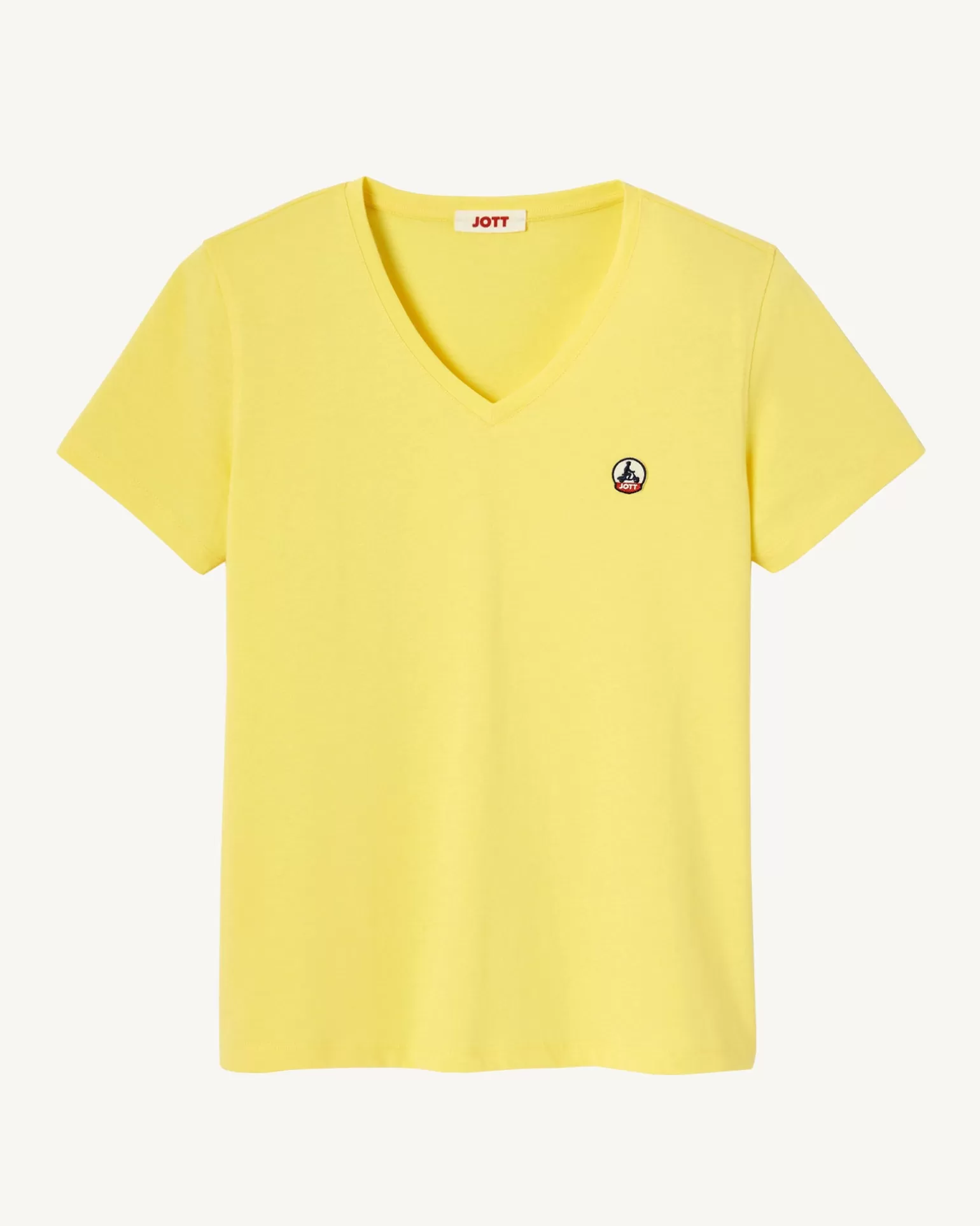 Women JOTT Plain V-Neck Organic Cotton T-Shirt Light Yellow Cancun